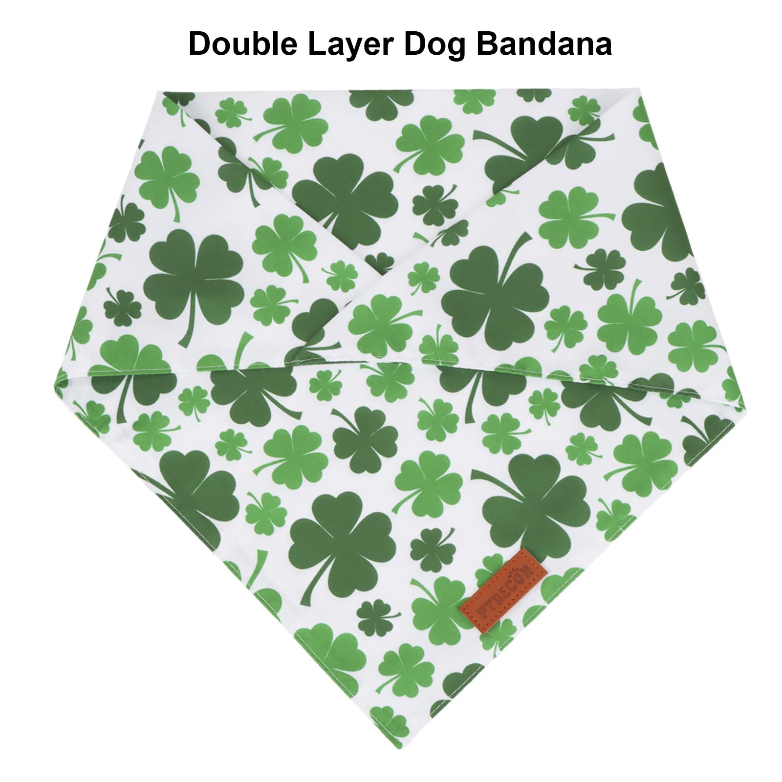 Ptdecor St. Patrick'S Day Dog Bandana, Reversible Dog Scarf, Multi Size Offered, Green Shamrock Pet Bandanas For Medium Large Do