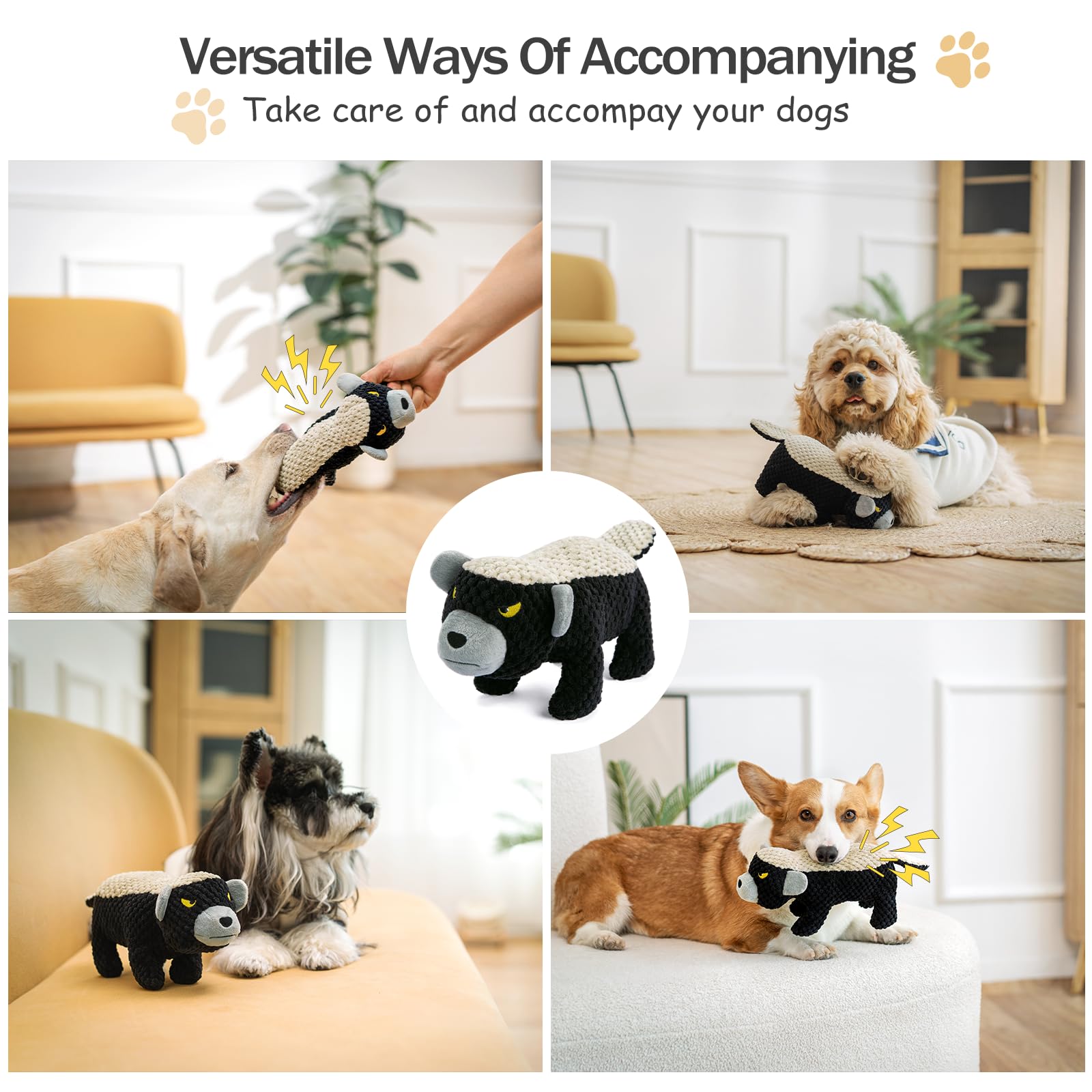 Angelisdoll Tough Dog Toys For Aggressive Chewers, Squeaky Chew Toys To Keep Them Busy, Crinkle Dog Toy For Boredom And Teething