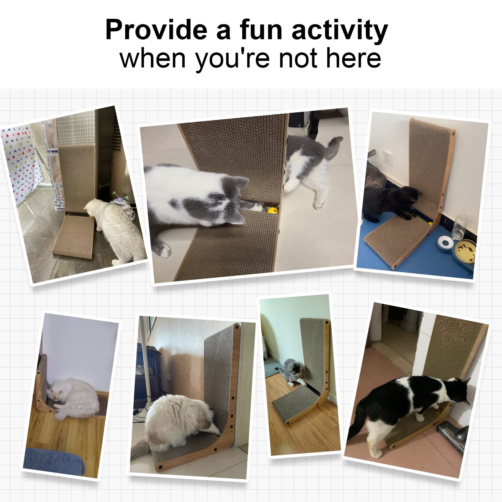 Fukumaru Cat Scratcher, 18.7 Inch L Shape Cat Scratch Pad Wall Mounted, Cat Scratching Cardboard With Ball Toy For Indoor Cats