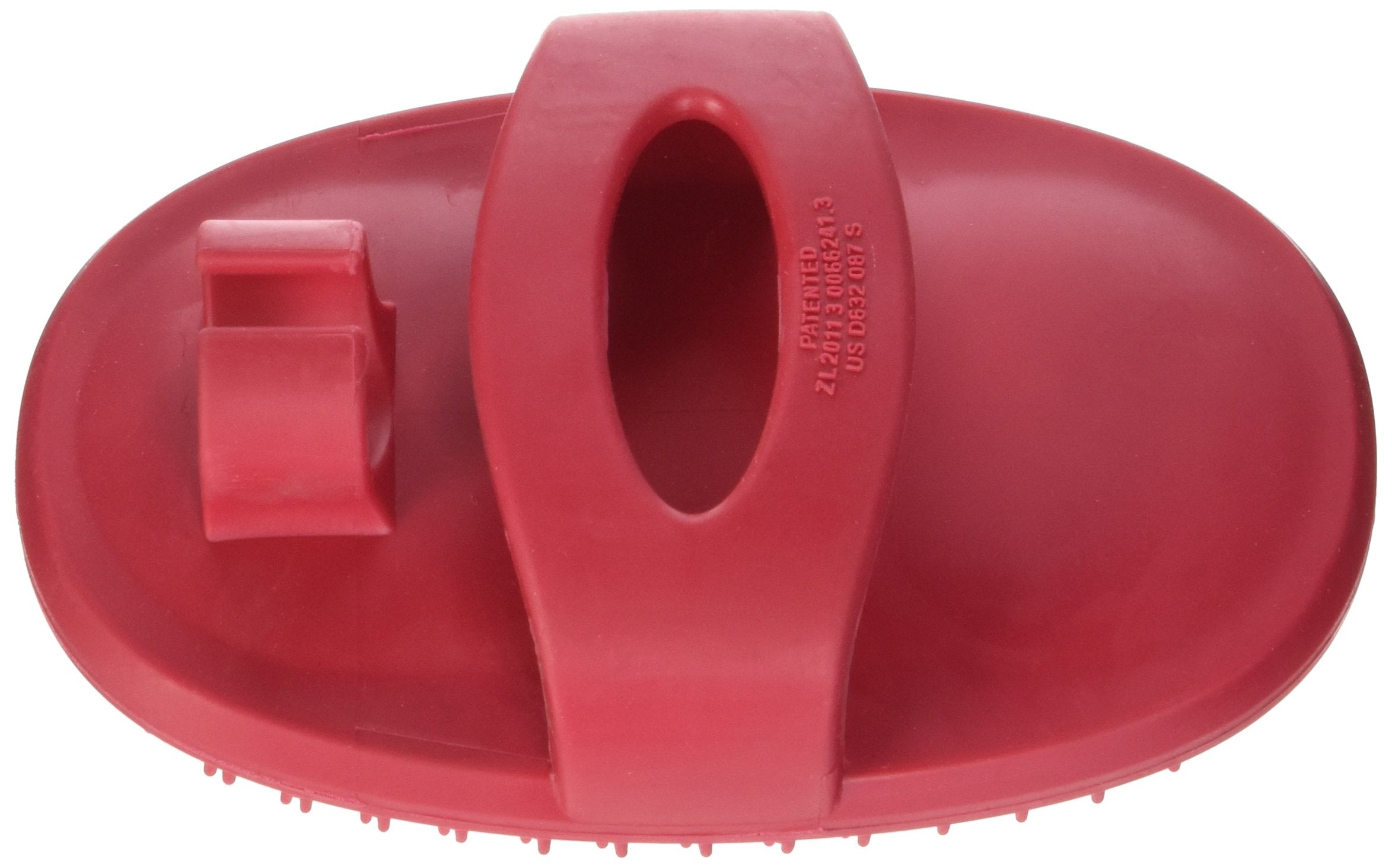 Le Salon Essentials Red Rubber Grooming Brush with Loop Handle - One Size, Perfect for Pets and Grooming Needs