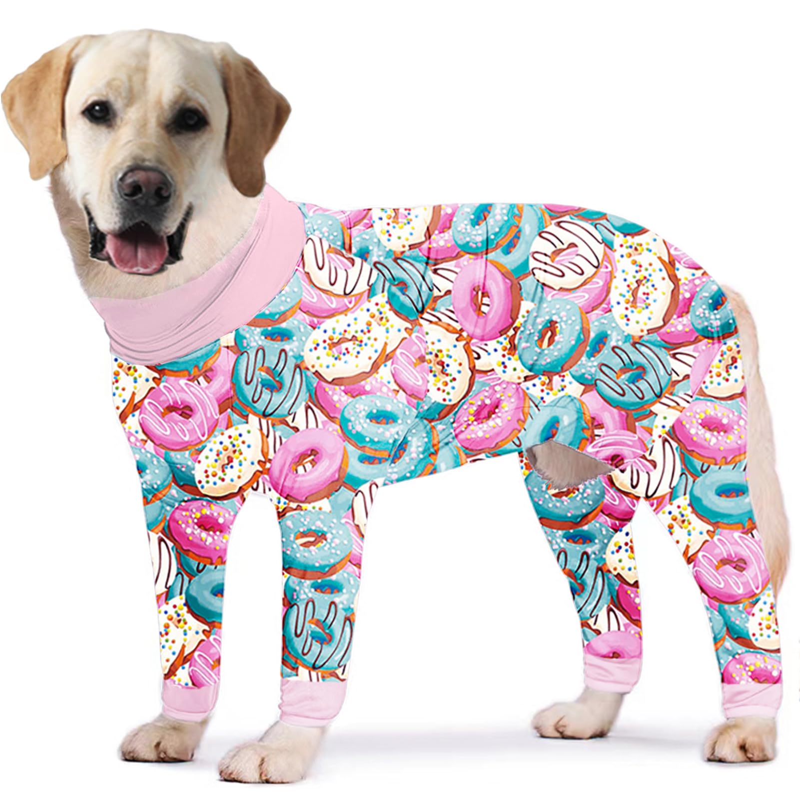 Pripre Dogs Surgery Recovery Suit Ice Cream Donut Printed Long Sleeve Shirts Soft Pajamas Onesie Jumpsuit Prevent Licking Dogs S