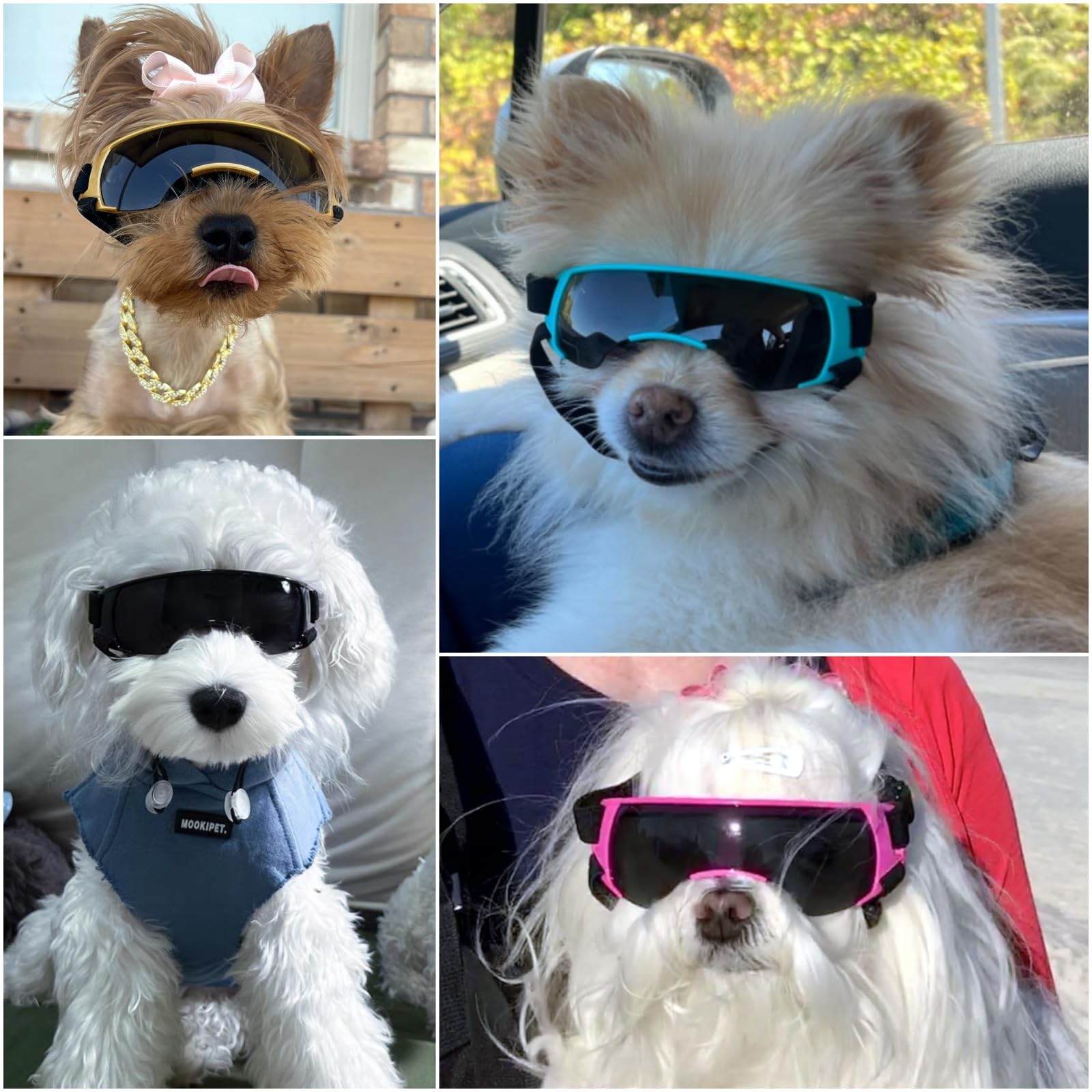 Enjoying Dog Goggles Small Breed, Puppy Sunglasses Uv Protection, Outdoor Ash Prevention, Driving Dog Eye Protection, Antifog Wi