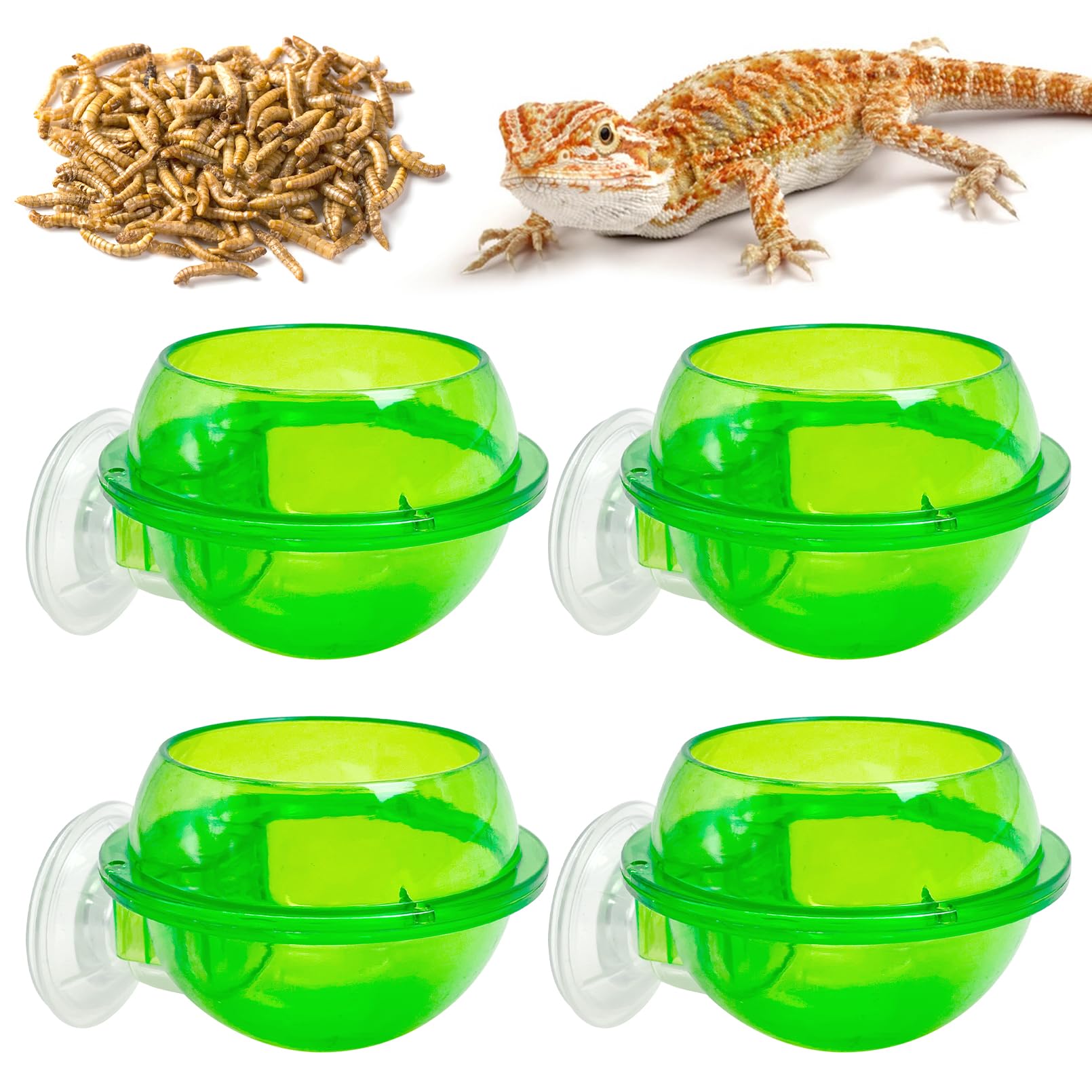 Tfwadmx Chameleon Bowl, Reptile Feeding Feeder,Worm Live Fodder Container, Water Dish Gecko Ledge Suction Cup Feeder Chameleon S