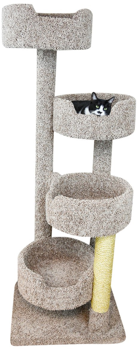 New Cat Condos 190209-Earthtone Large Cat Tower With 4 Easy To Access Spacious Perches, Neutral