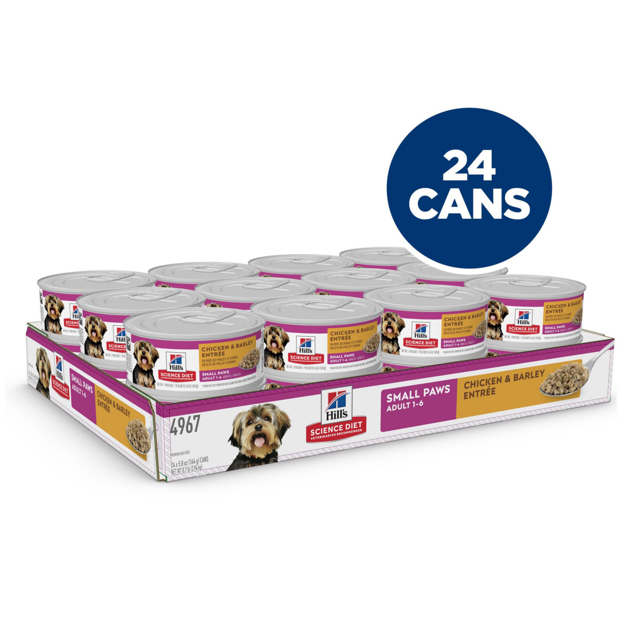 Hills Science Diet Small & Mini, Senior Adult 7+, Small & Mini Breeds Senior Premium Nutrition, Wet Dog Food, Chicken & Barley