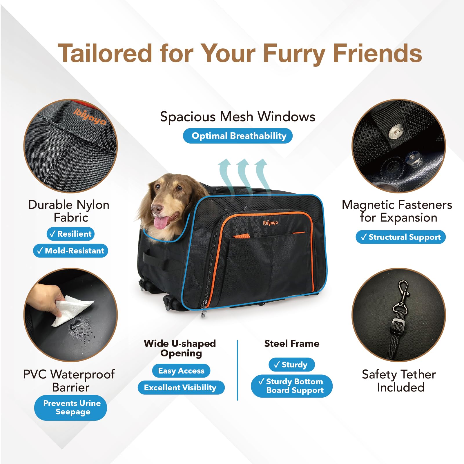 Ibiyaya - Compact 3-In-1 Convertible And Foldable Small Pet Carrier And Stroller Combo System, Travel Friendly Cat Stroller And