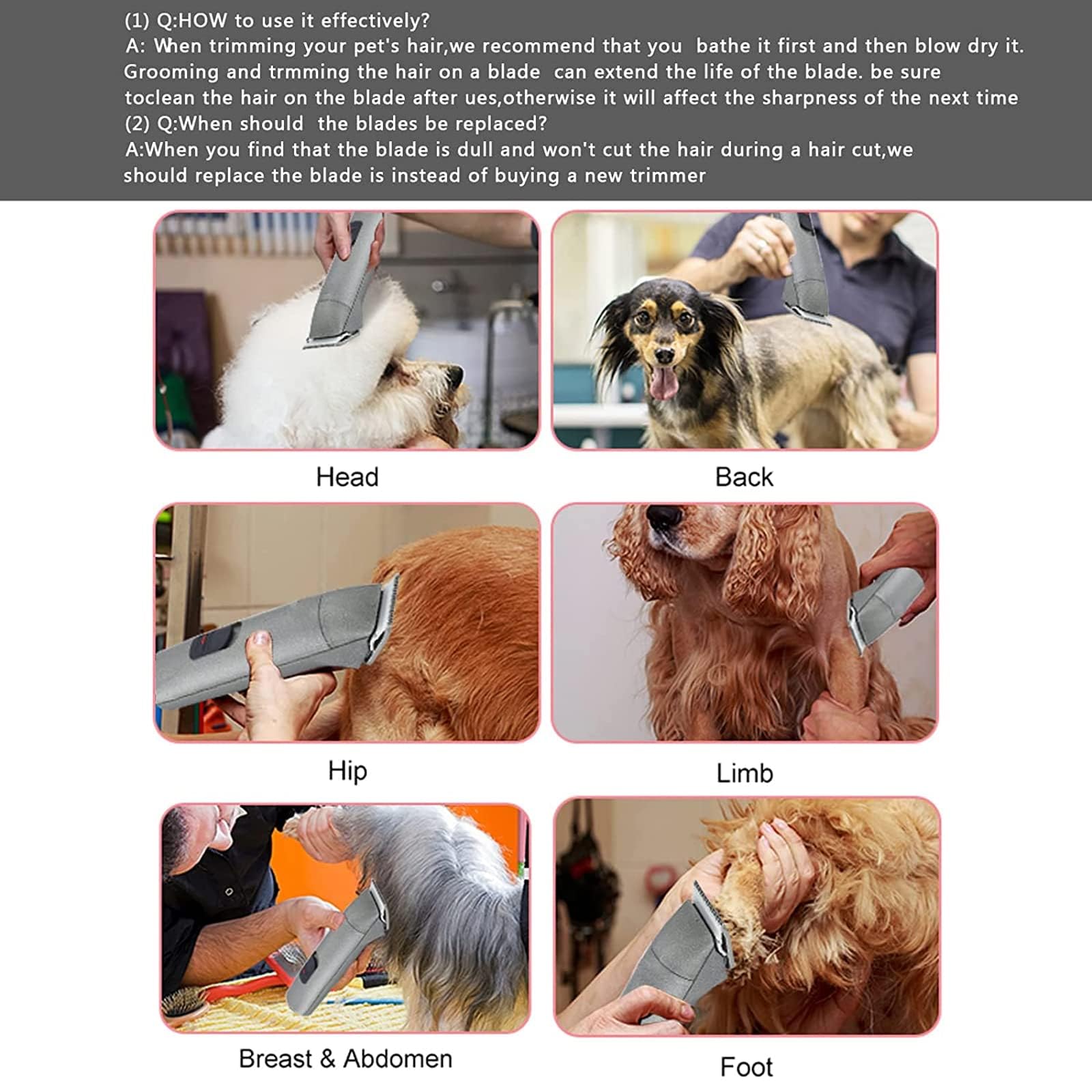 7Pcs Dog Grooming Blades Compatible With Andis/Wahl/Oster Dog Clippers,Detachable Ceramic Blade & Stainless Steel Blade,Size:#3Fc+4Fc+5Fc+7Fc+10+30+40