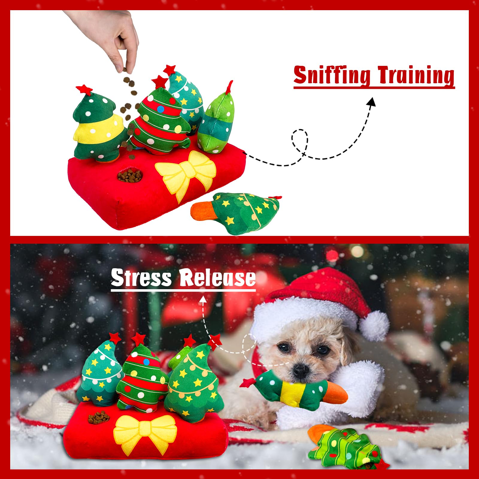 Lepawit Christmas Hide and Seek Dog Toys, Squeaky Interactive Puzzle Dog Toys for Boredom and Stimulation, Dog Enrichment Toys f
