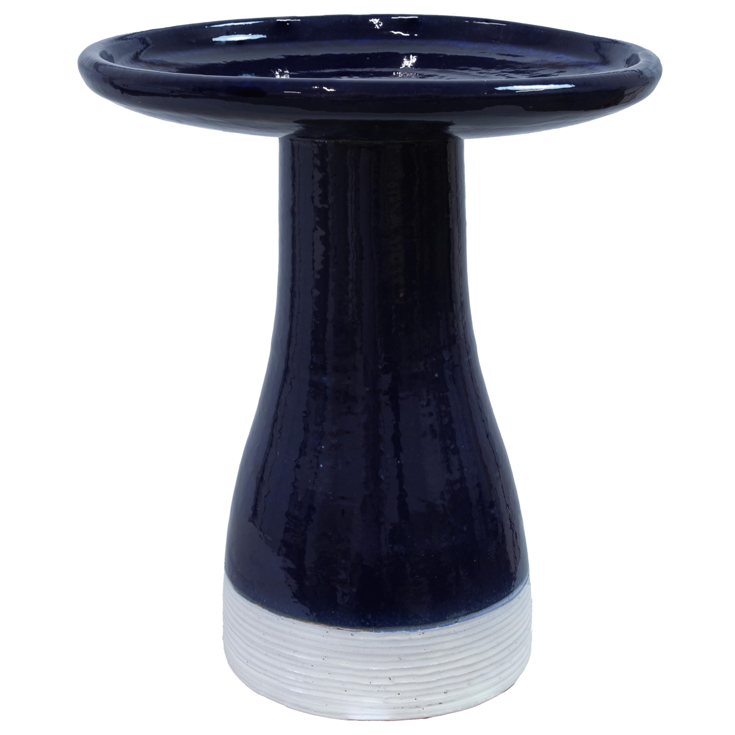 Sunnydaze 21 H Ceramic Bird Bath for Outside - Hand-Painted Outdoor Bird Bath Bowl, UV/Frost-Resistant Finish - Midnight Blue - 