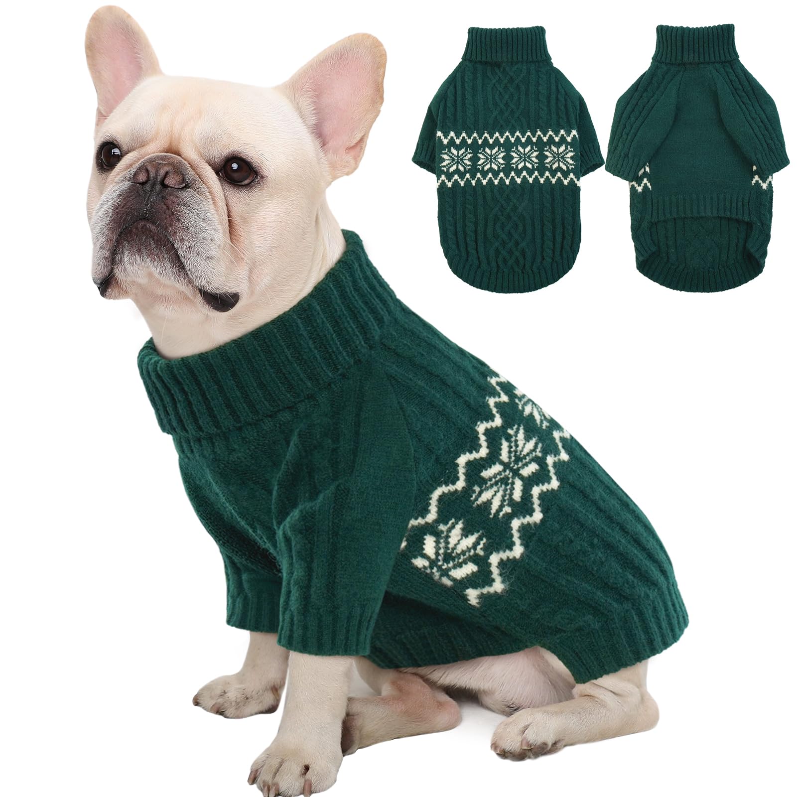 Kuoser Dog Sweater, Dog Sweaters For Medium Dogs, Doggie Sweater Boy Girl Christmas Clothes, Winter Coat Apparel Cable Knitwear,