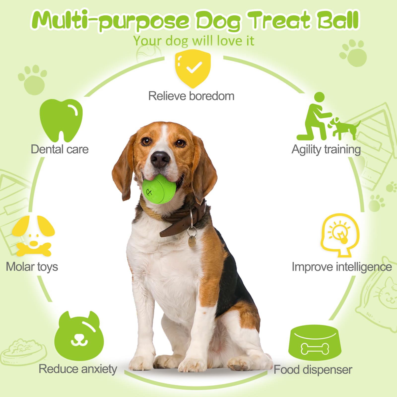 HIPPIH Dog Puzzle Toy 2 Pack - Interactive Treat Dispensing Rubber Toys for Small Dogs - Green & Blue, Model W02-DTB002BG78-001