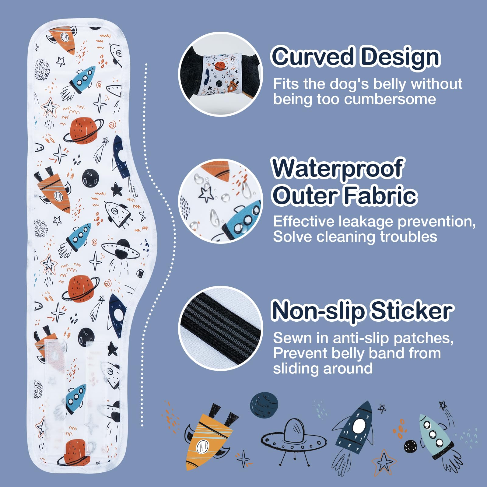 Micooyo Male Dog Diaper Lightweight Dog Wraps Washable Dogs Diapers Doggie Belly Bands For Male Dogs, Puppy Wraps Medium (Star S