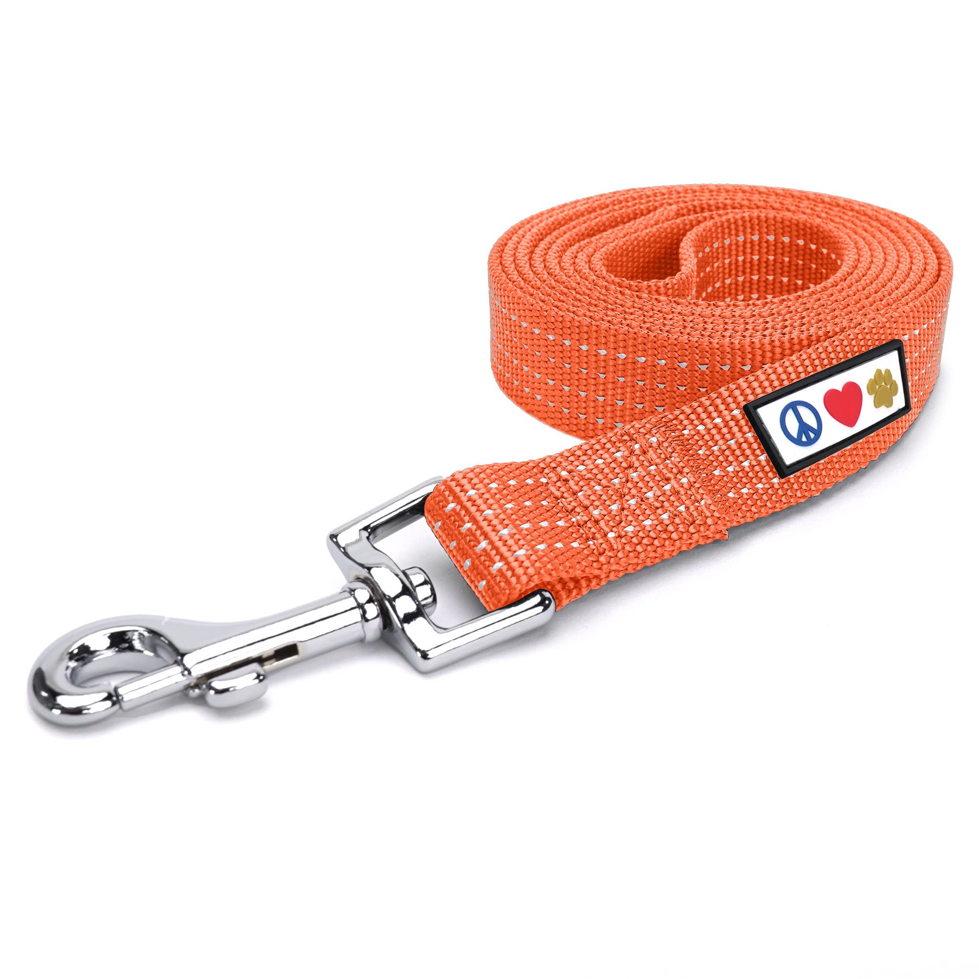 Pawtitas 6 Ft Dog Leash - Reflective Orange Puppy Leash With Comfortable Handle And Heavy Duty Training