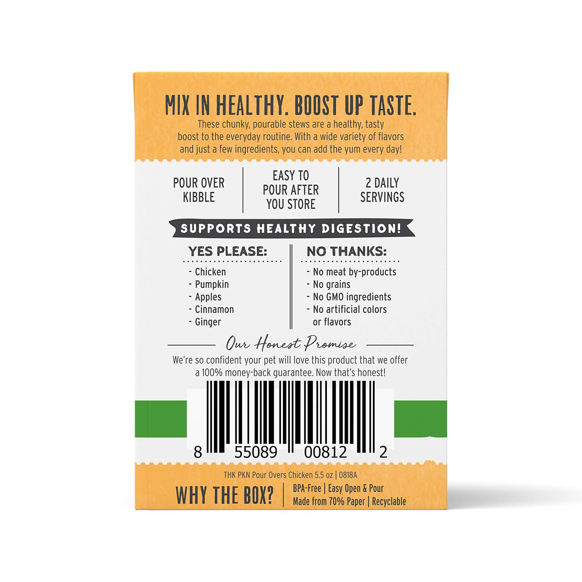 The Honest Kitchen Pumpkin POUR OVERS Wet Toppers for Dogs (Pack of 12), 5.5 oz - Chicken Stew