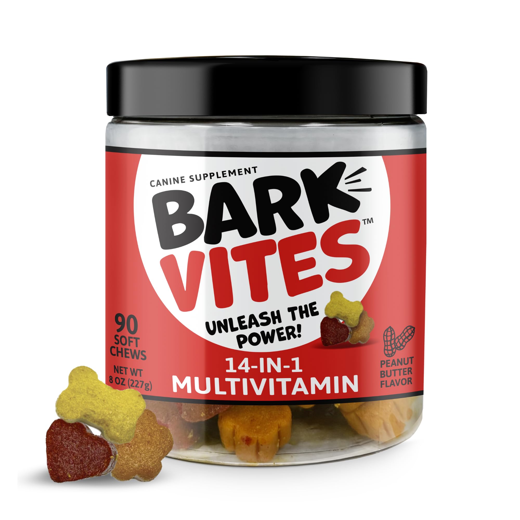 BarkVites 14-in-1 Dog Multivitamin Soft Chews - NASC Member | Turmeric, Quercetin & Omegas for Immunity, Skin & Coat, Energy - P