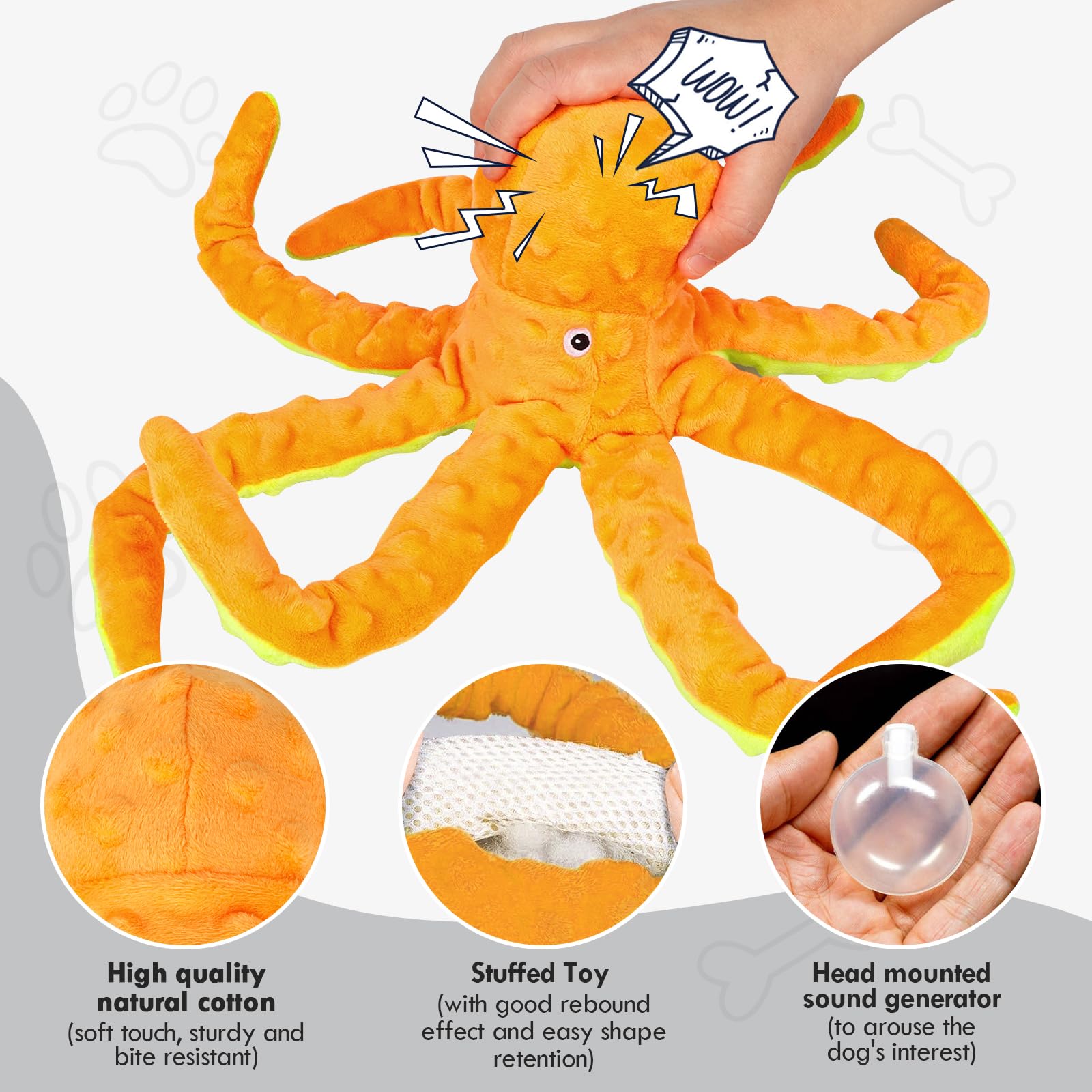 Chngeary 2 Pack Octopus Squesky Dog Toys For Large Medium Small Dogs, Stuffed And Tough Plush Dog Toys For Aggressive Chewers (B