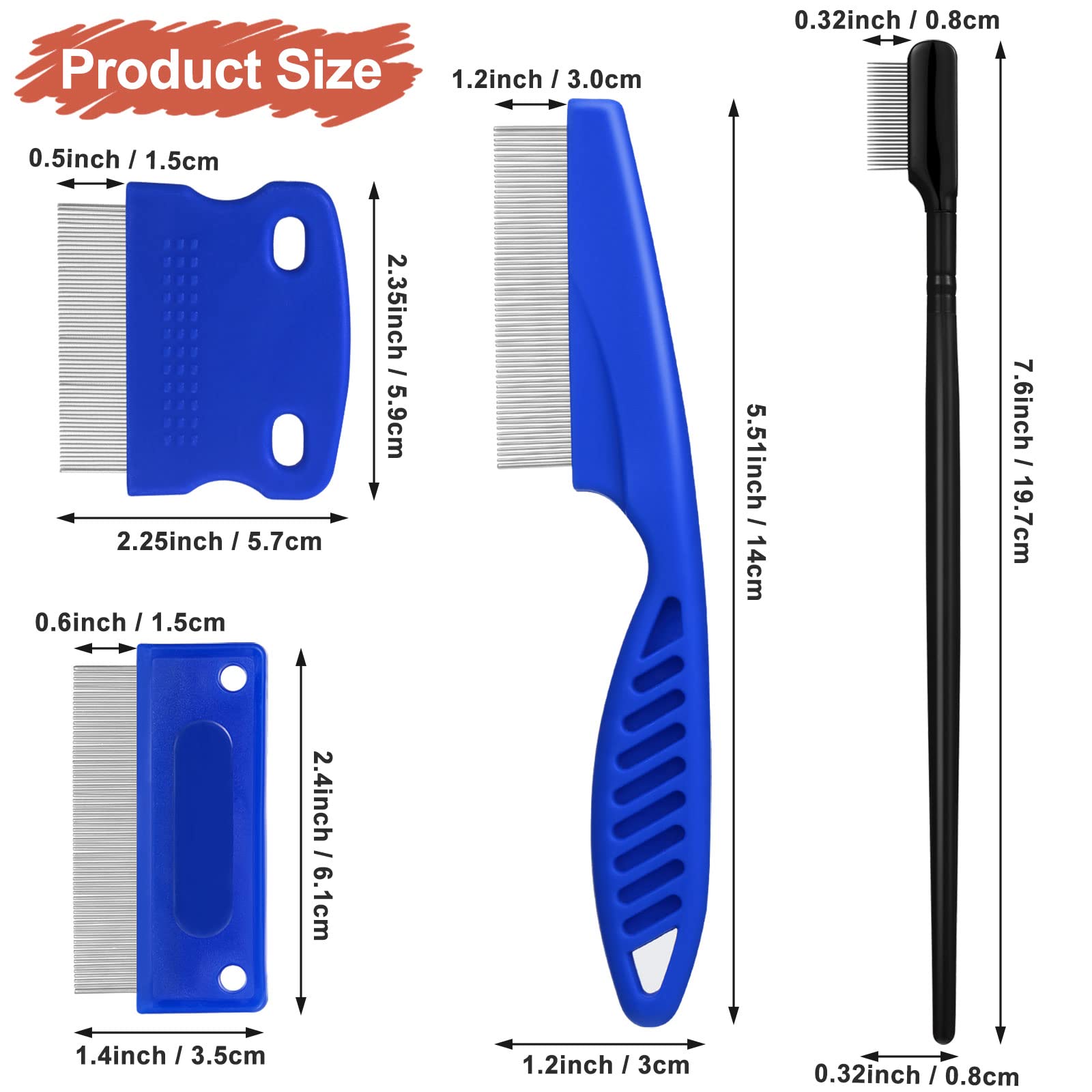 5 Pieces Dog Eye Combs Tear Stain Remover Combs Pet Grooming Comb For Small Dogs Gently Removing Eye Mucus And Crust (Blue, Blac