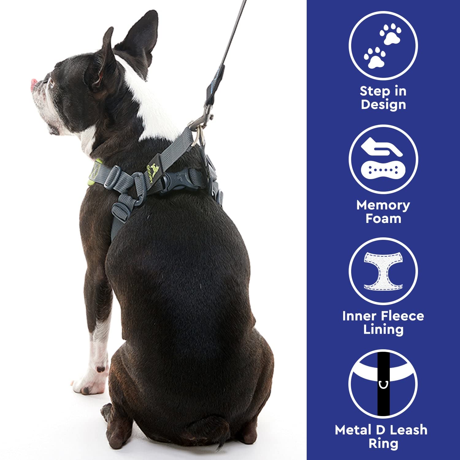 Gooby, Medium Green Memory Foam Escape Free Harness with 4-Point Adjustment for Small Dogs