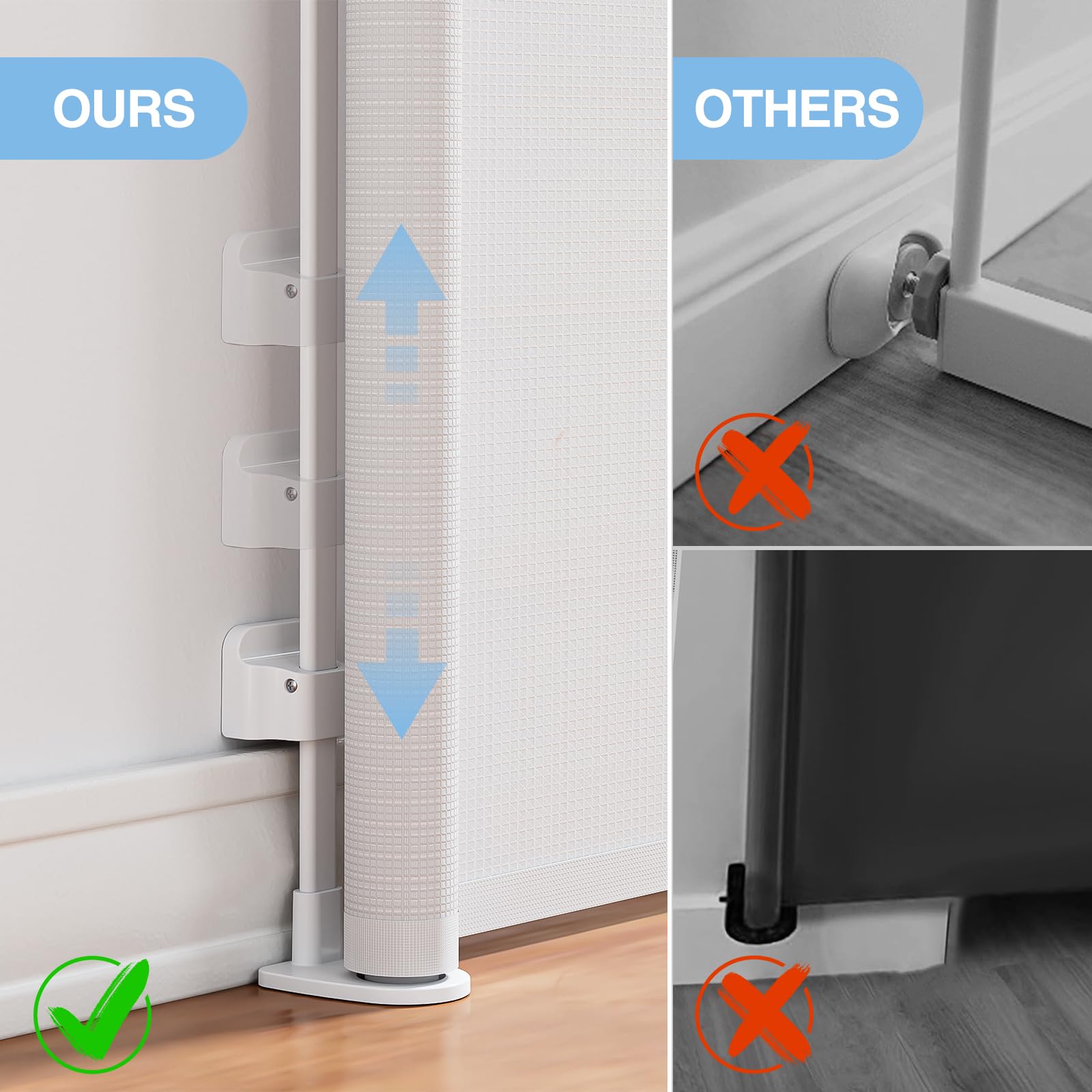 Retractable Baby Gates for Stairs, PRObebi Retractable Dog Gate Indoor Extends to 72'' Wide 34'' Tall, Child Gates for Doorways,