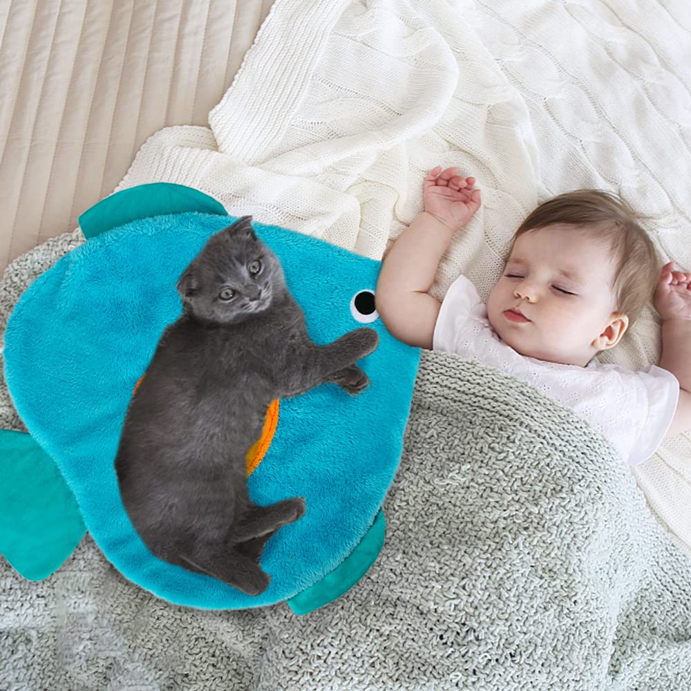 Awoof Cat Mat, Cute Soft Catnip Mat, Cat Activity Mat Machine Washable Cat Play Mat For Small Medium Large Cats With 8 Pockets,