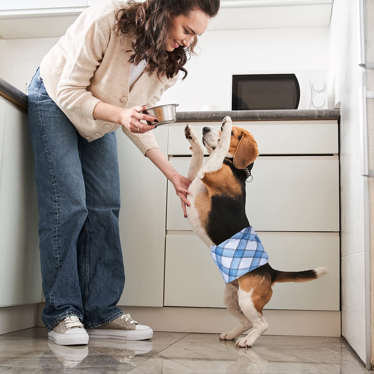 Pet Soft Dog Belly Bands - Washable Male Dog Diapers Belly Band For Male Dogs, Reusable Male Dog Belly Wraps 3Pack For Doggy Puppy(Blue Plaid, S)