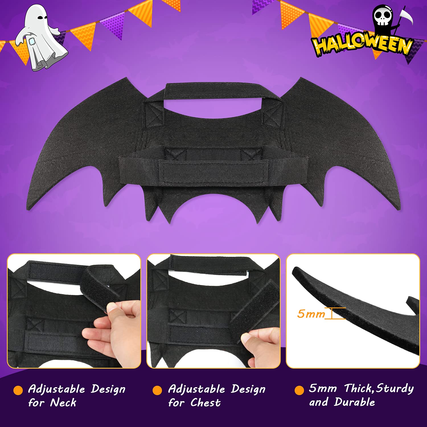 Rypet Dog Bat Costume - Halloween Pet Costume Bat Wings Cosplay Dog Costume Cat Costume For Party Xl