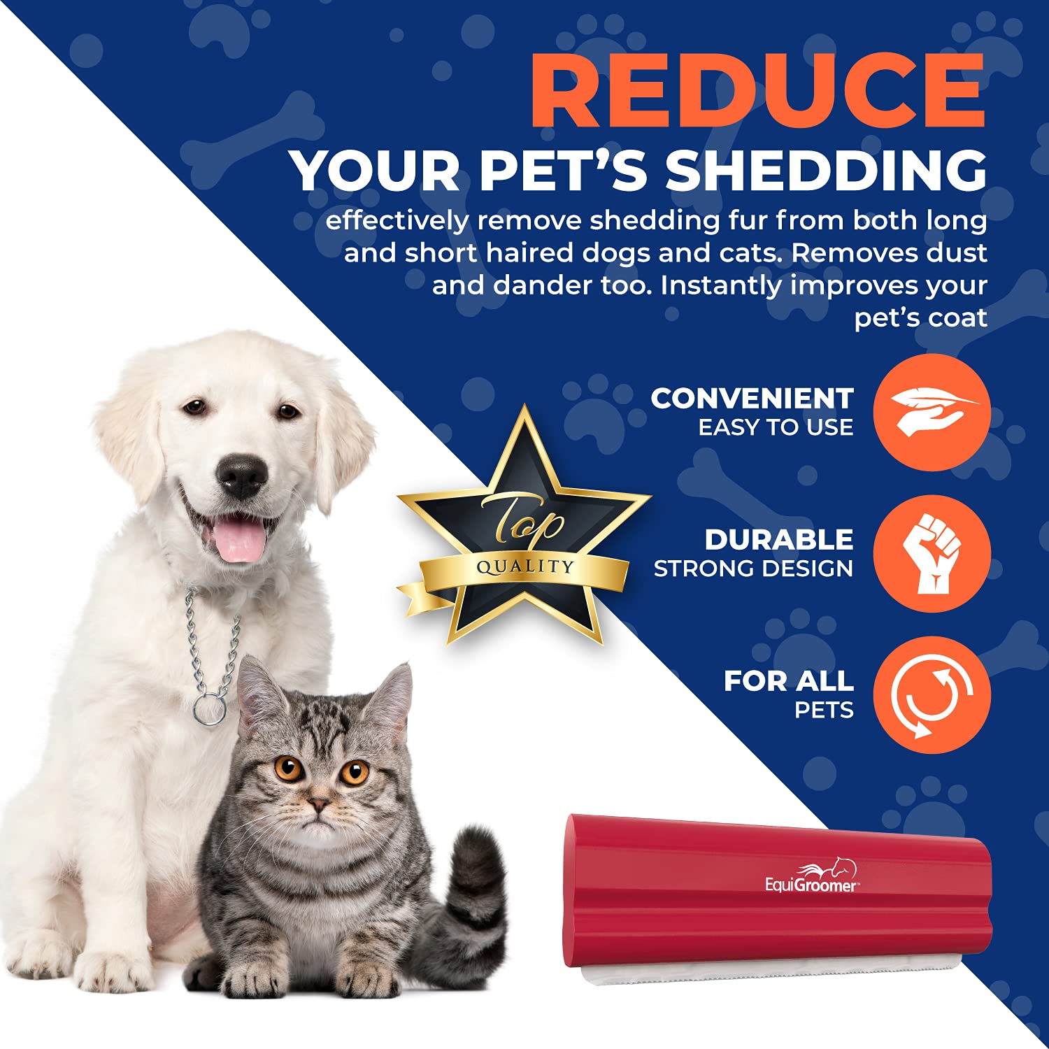 Easygroomer Deshedding Brush For Dogs Cats | Red | Undercoat Tool For Large And Small Pets | Comb Removes Loose Dirt, Hair And F