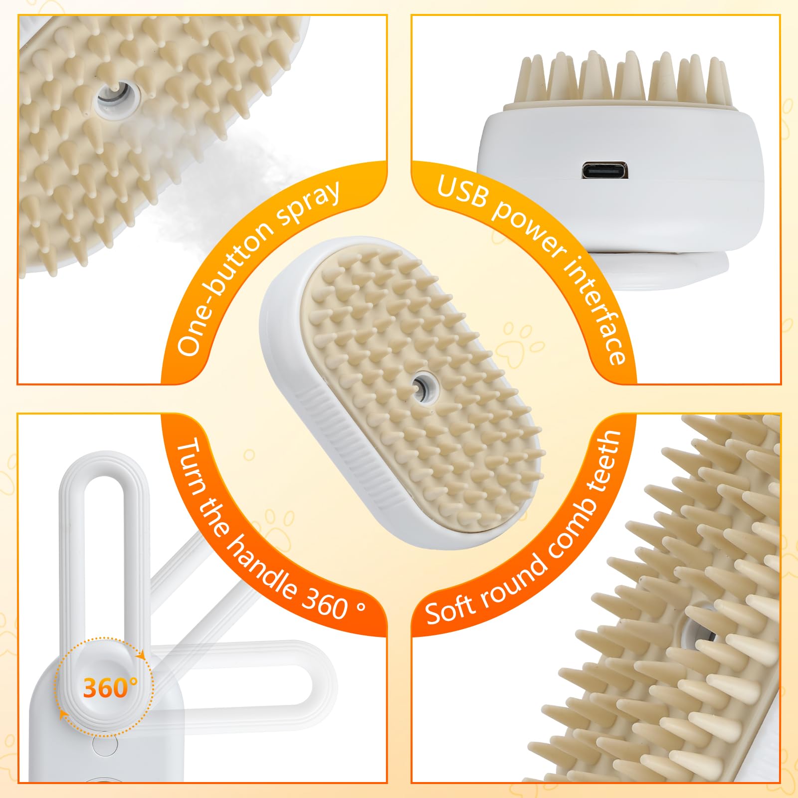 4 In 1 Cat Steam Brush For Shedding, Rechargeable Pet Steam Groomer Brush, Massage, Cleaning, Shedding & Combing Multifunctional