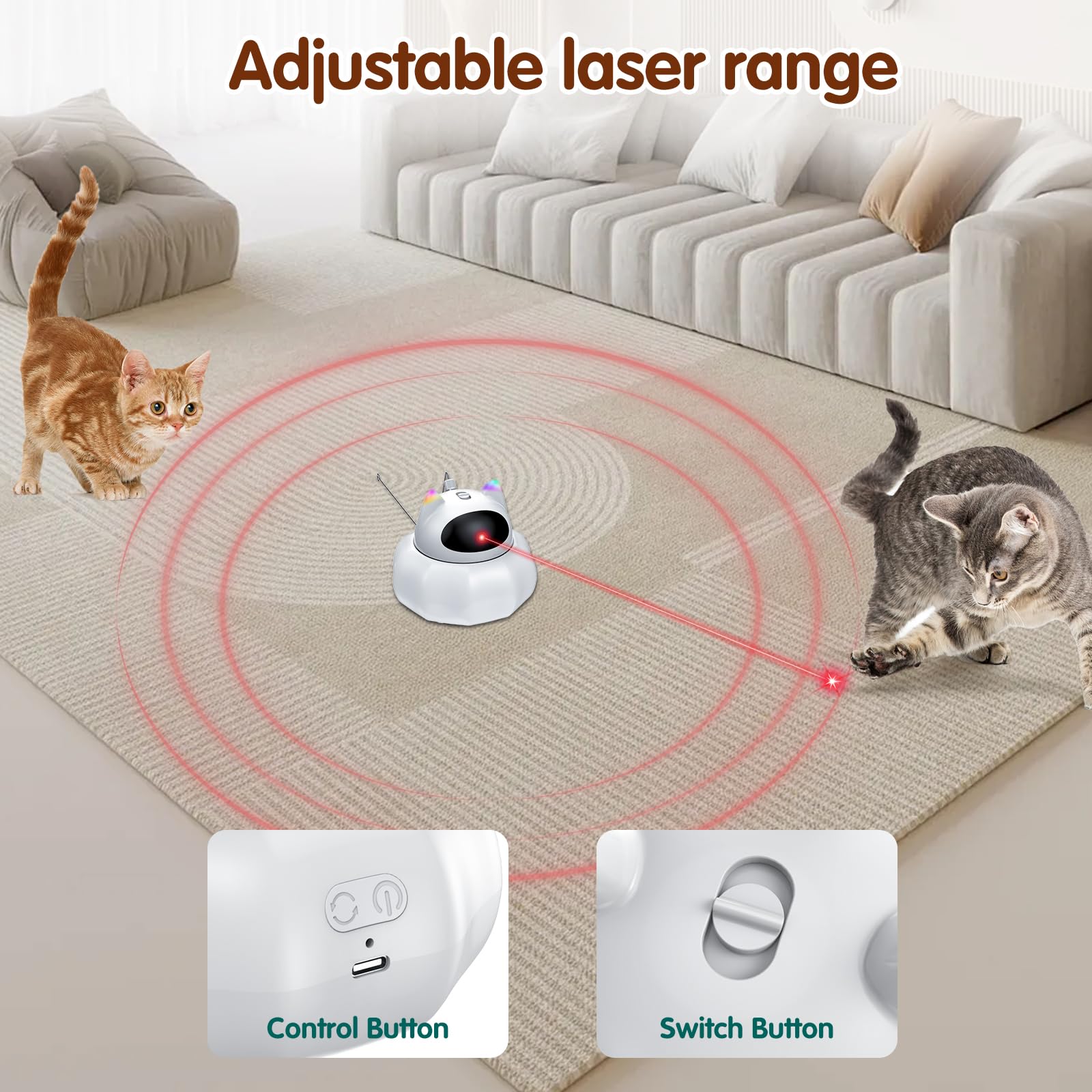 Viwik 4 In 1 Cat Laser Toy Automatic, Interactive Cat Toys For Indoor Cats, Hide And Seek Kitten Wand Toy, Usb Rechargeable Elec