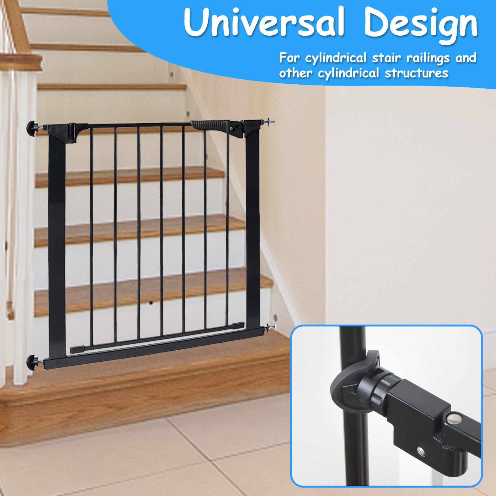 2 Pack Baby Gate Banister Adapter for Pressure Mounted Stair Gates Universal Hardware Parts Kit Baby and Dog Gate for Stairs No