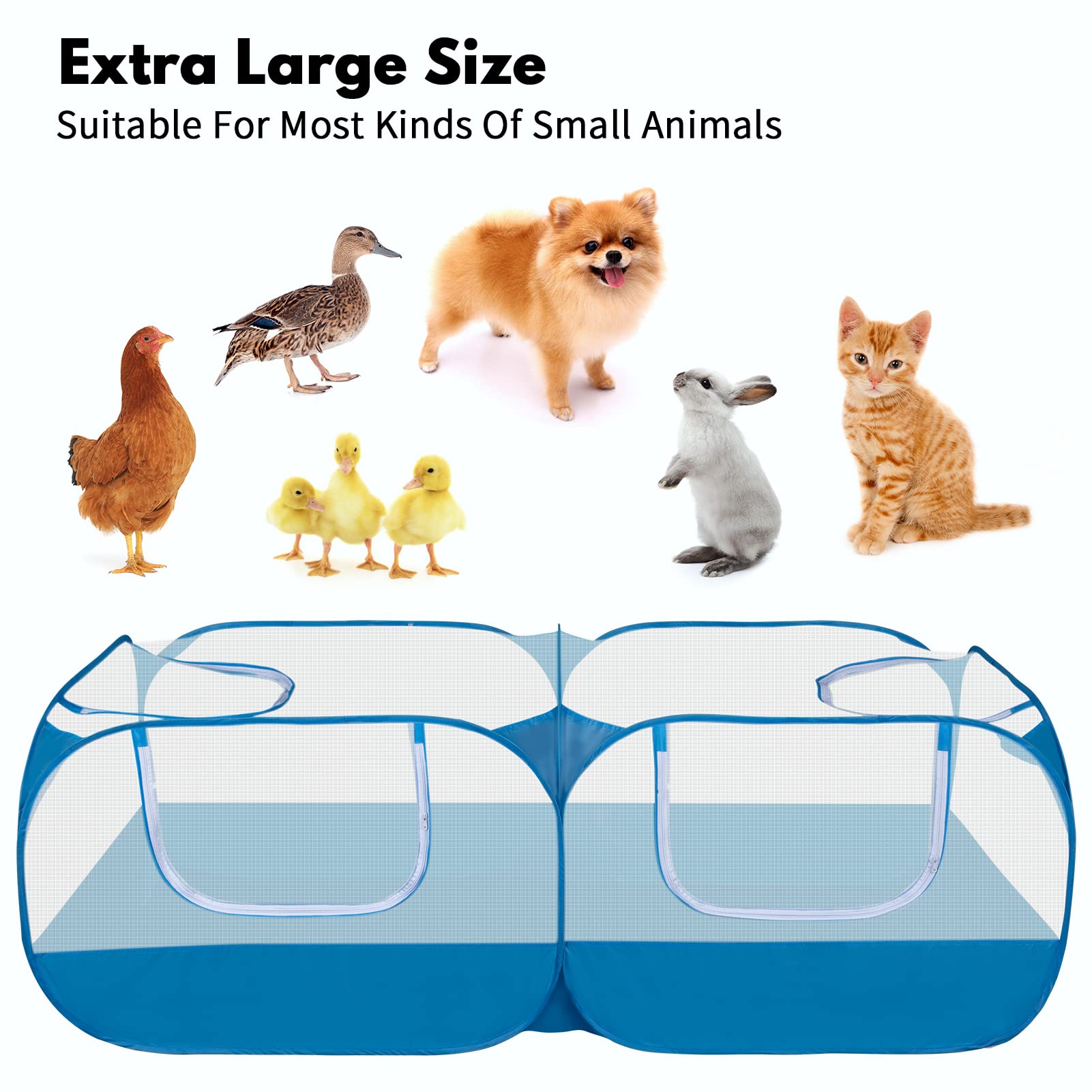 Small Animals Playpen With Detachable Bottom, Breathable Mesh Walls, Portable Indoor/Outdoor Pet Cage Tent For Rabbits, Puppies,