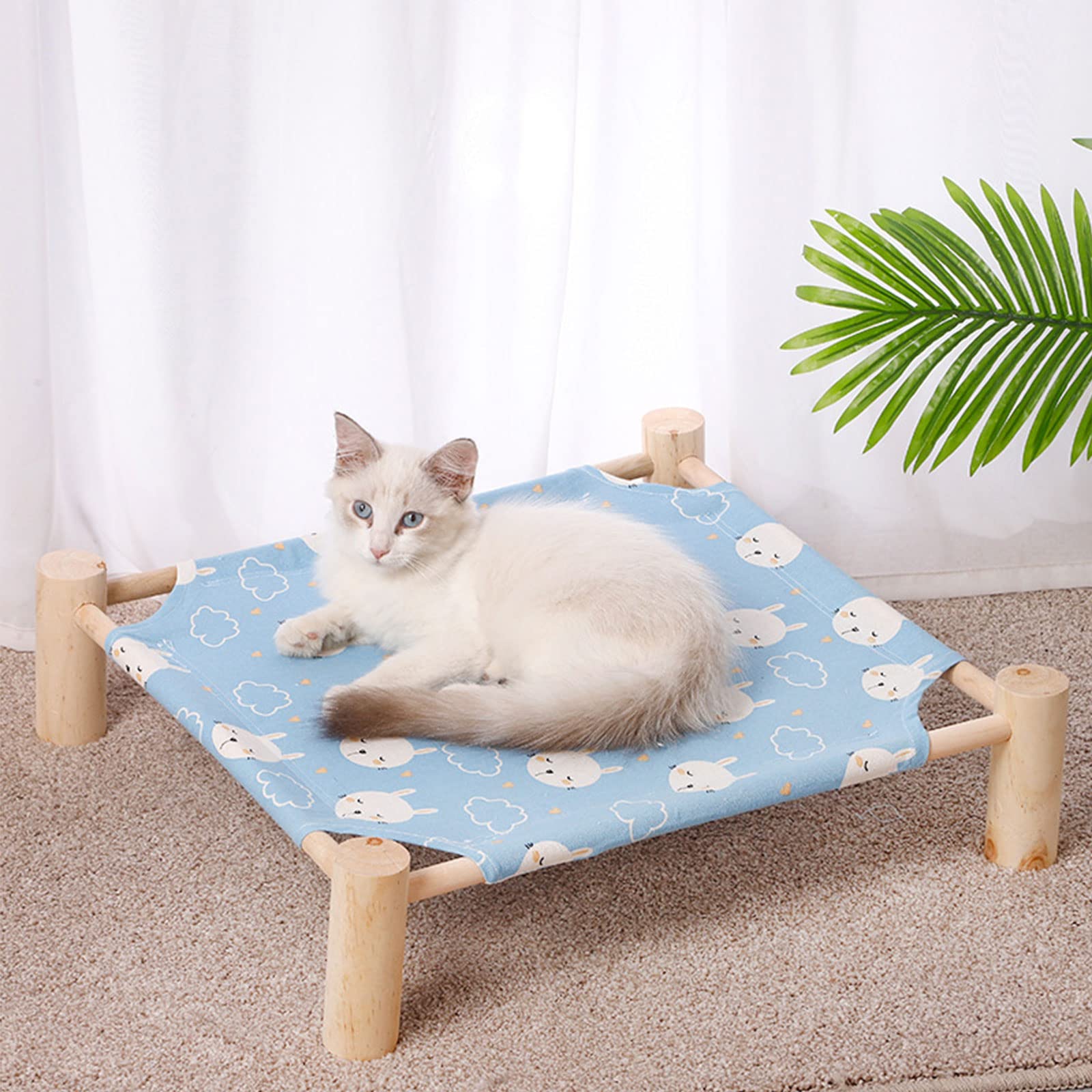 Cat And Dog Hammock Bed Small Dog Bed, Wooden Cat Elevated Cooling Outdoor Bed For Summer, Cat Beds For Indoor Cats, Cat Cots Fu
