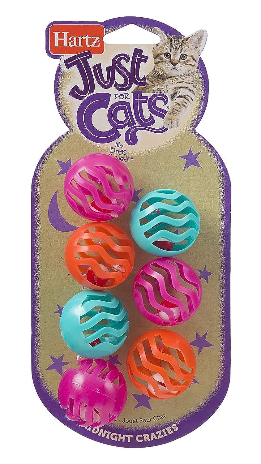 Hartz Just For Cats Midnight Crazies Cat Toy Balls - Assorted, For All Breed Sizes