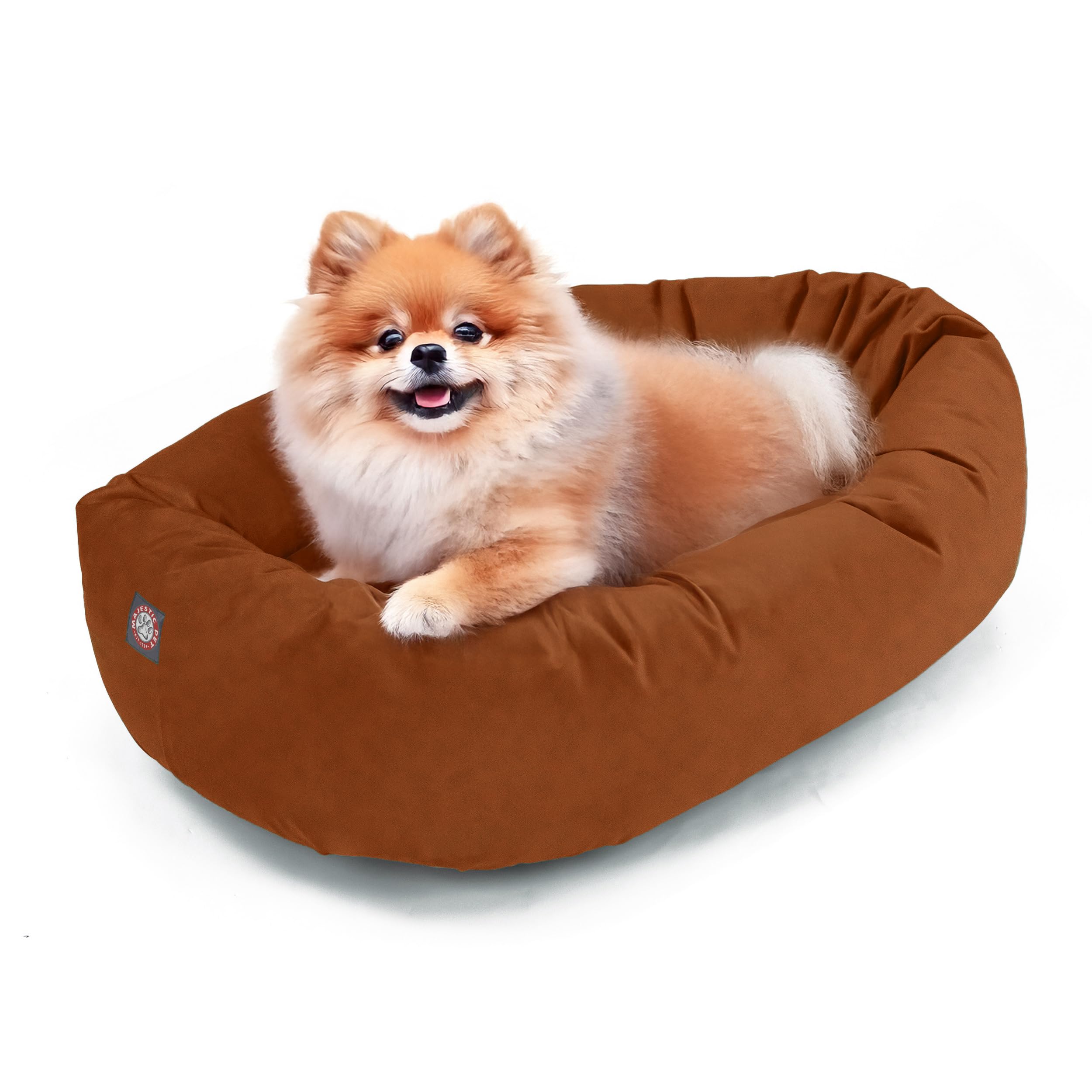 Majestic Pet 24 Inch Suede Calming Dog Bed Washable 24x19x7 (Inch) - Cozy Soft Round Donut Dog Bed with Spine Support for Dogs t