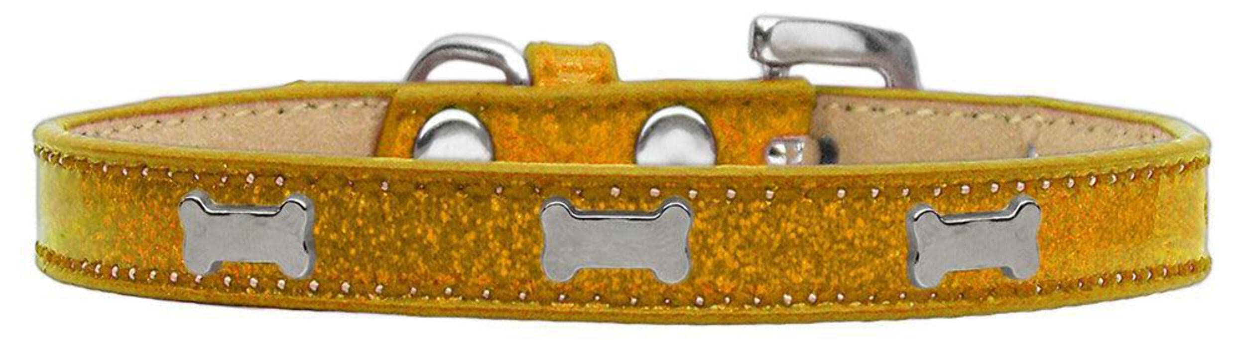 Mirage Pet Products Bone Widget Dog Collar, Size 18, Emerald Green/Silver