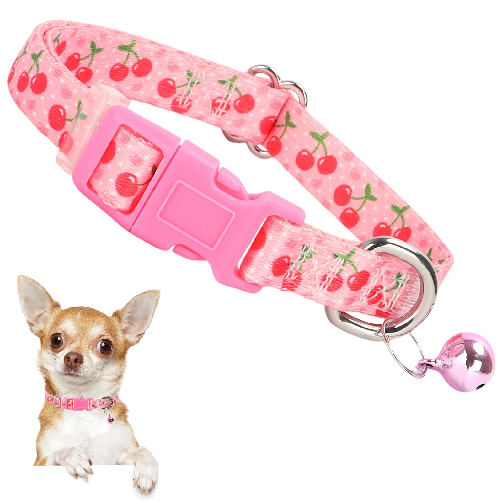 Small Dog Collar With Bell - Durable Nylon Collar For Small Breeds,Adjustable Cute Fruit Pattern Collar For Chihuahua Pomeranian
