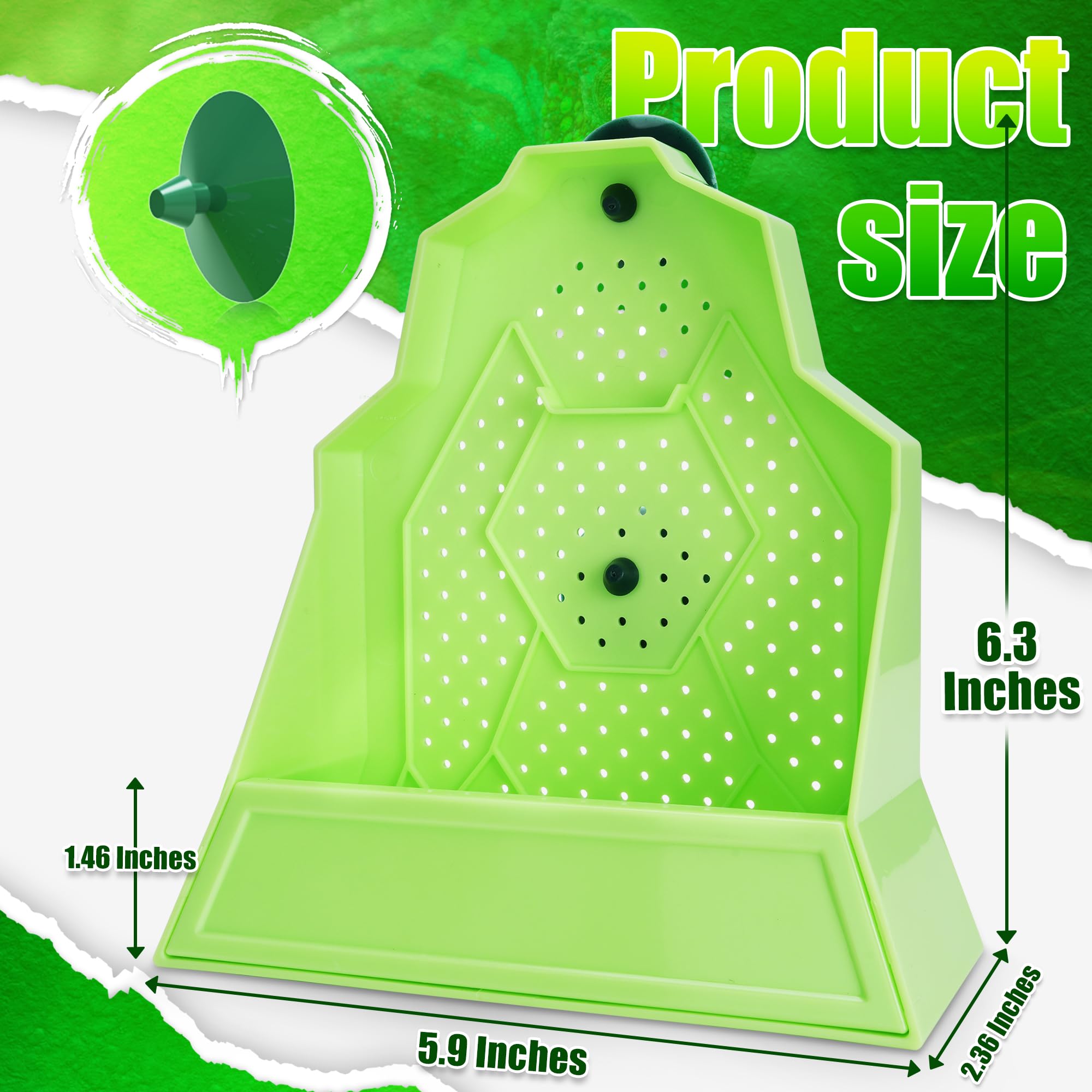 Eckpo Reptile Anti-Escape Feeding Bowl, Wall-Mounted Feeder for Reptile, Stimulate Hunting Accessories for Terrarium, Vivarium a