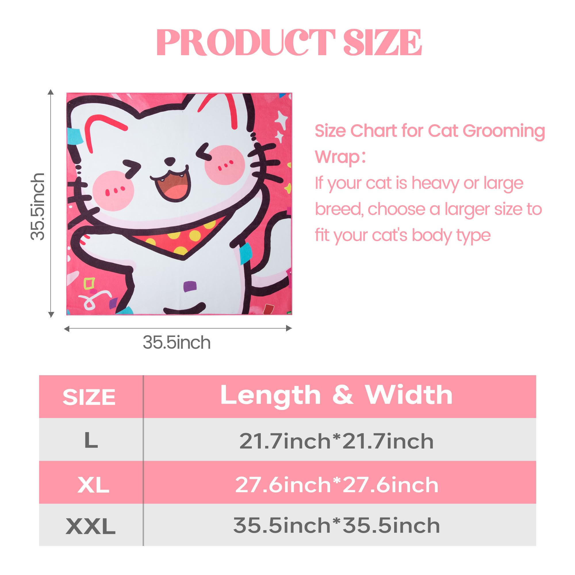 Poochies Sprouts 35.4' Cat Wrap For Cutting Nails, Cat Restraint For Nail Clipping, Cat Swaddle Wrap For Adult Cats, Cat Burrit