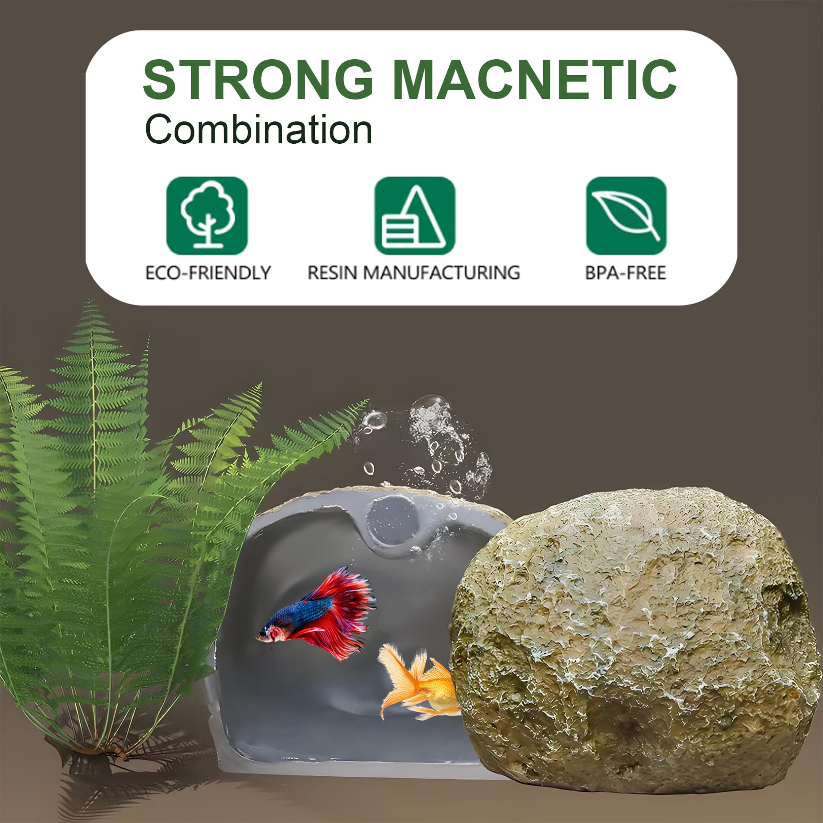 Aquarium Decor Ornaments,Magnetic Detachable Fish Tank Decorations Hideout,Resin Fish House for Betta Fish Tank Decor,Shrimp Tan