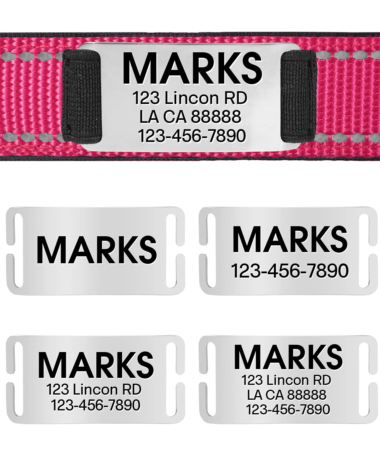 Joytale Personalized Dog Collars, Reflective Nylon Dog Collar With Engraved Name Plate, Customized For Xlarge Dogs, Hotpink, Xl