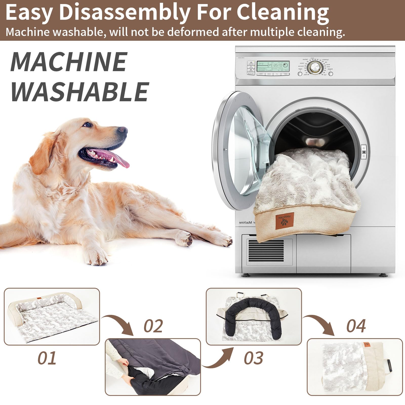 Hapyclaw Calming Dog Couch Bed Mat, 35X31 Inch Waterproof Fluffy Sofa Cover, Furniture Protector With Handle, Removable And Wash