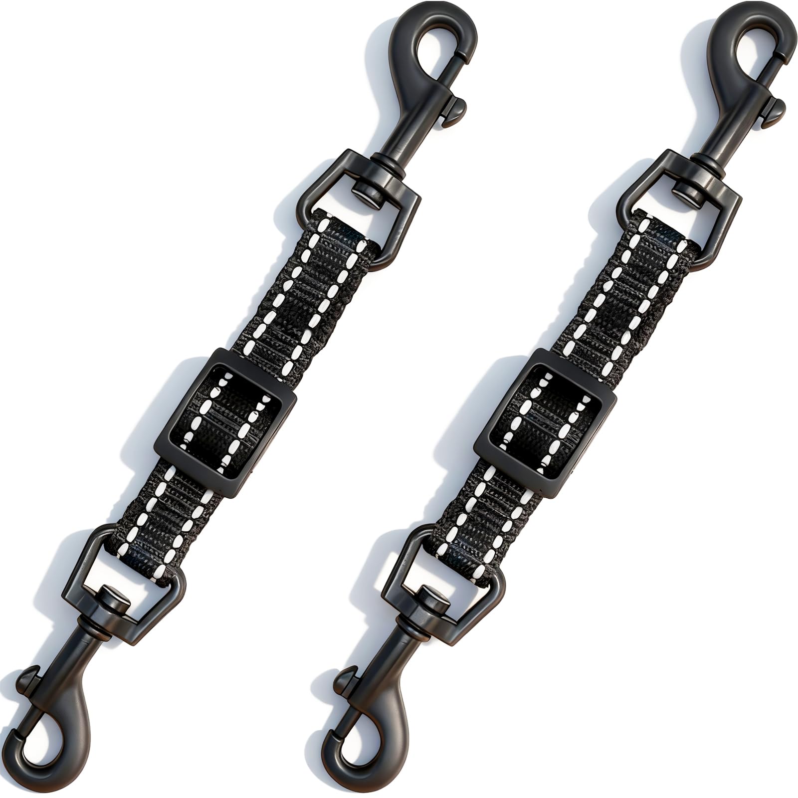 IVIA PET 2 Pcs Dog Collar Safety Clips with Double Ended Clasps | Adjustable Collar Backup Clip for Dog Harness & Collars Connec