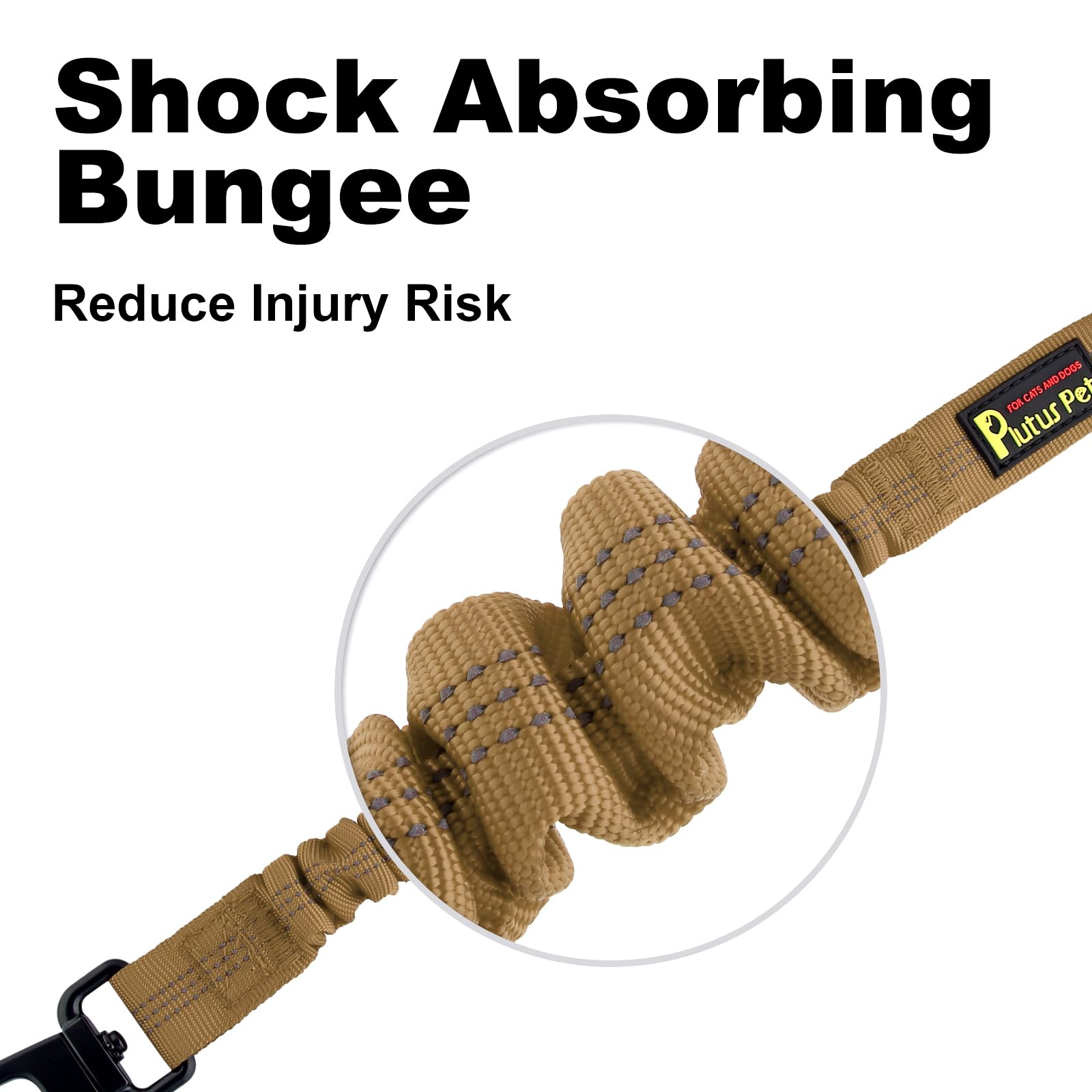 Plutus Pet Dog Seat Belt for Car, Adjustable Dog Car Harness with Carabiner Clip, Reflective Dog Seatbelt Leash with Elastic Bun