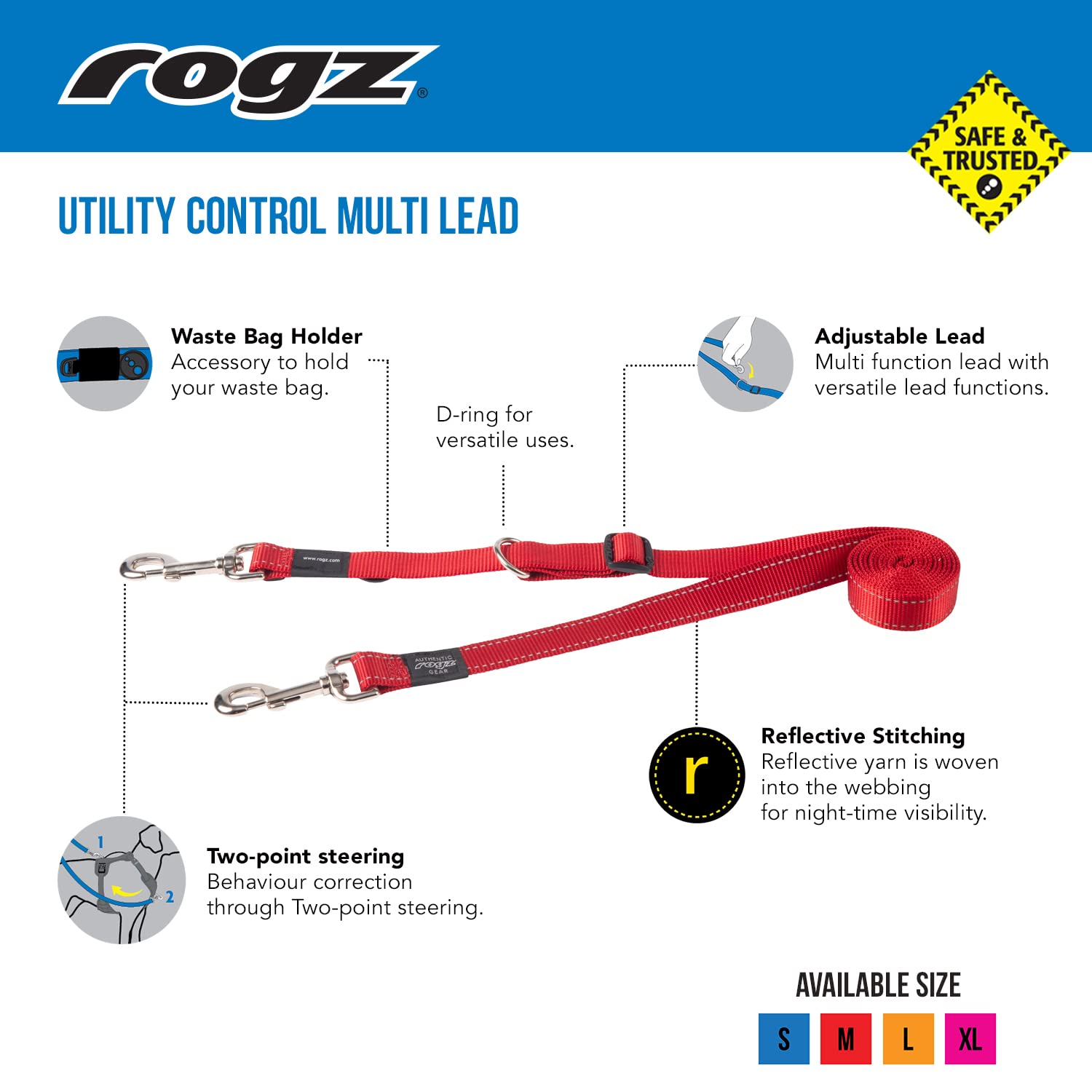 Control Multi-Leash Medium - Black