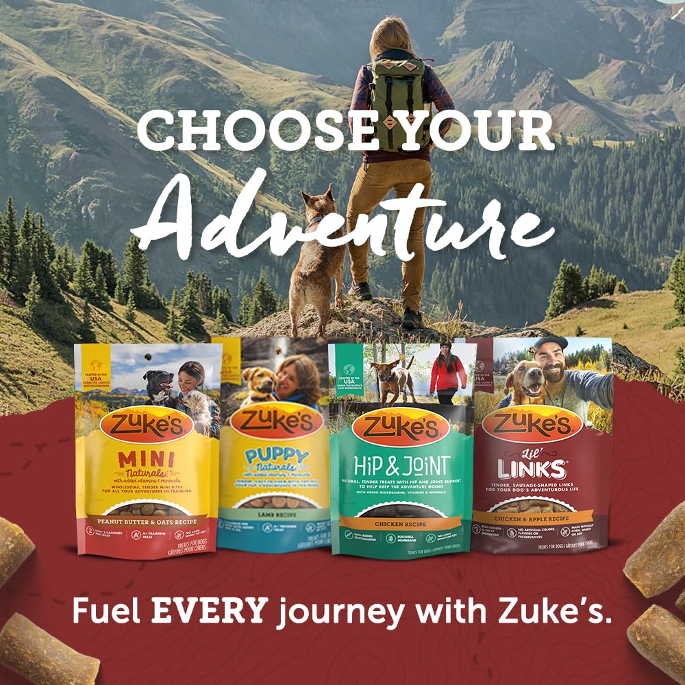 Zukes Lil Links Dog Treats for Dogs, Snacking Sausage Treats for Dogs, Made with Real Duck & Apple, 6 oz. Resealable Pouch - 6 o