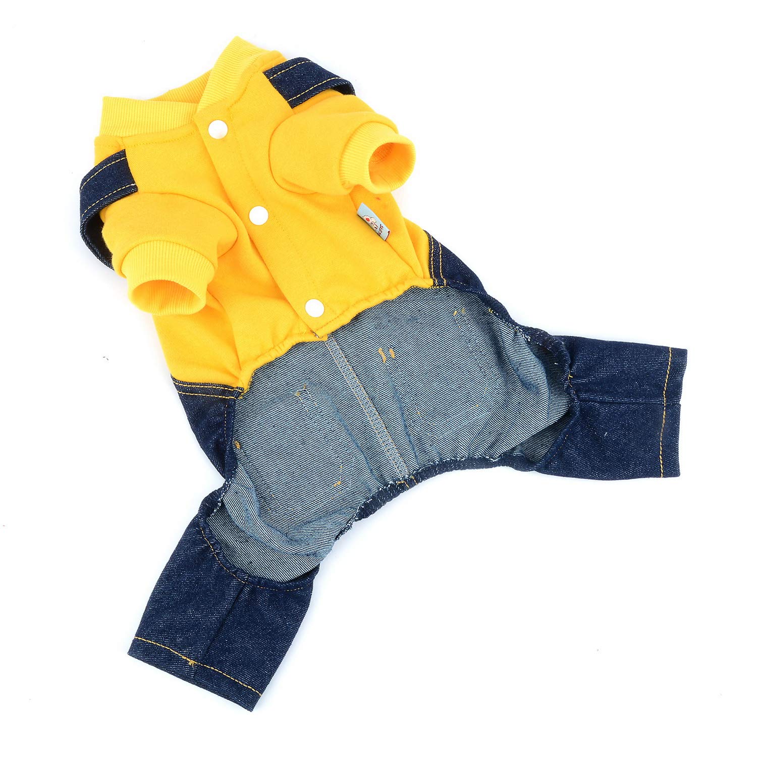 Selmai Dog Outfits For Small Dogs Boy Girl Spring Shirts Denim Bib Pants 2 Pockets Jumpsuits One Piece Apparel For Cats Puppies Chihuahua Clothes Adorable Overall For Medium Pet 4 Legs Autumn Yellow S