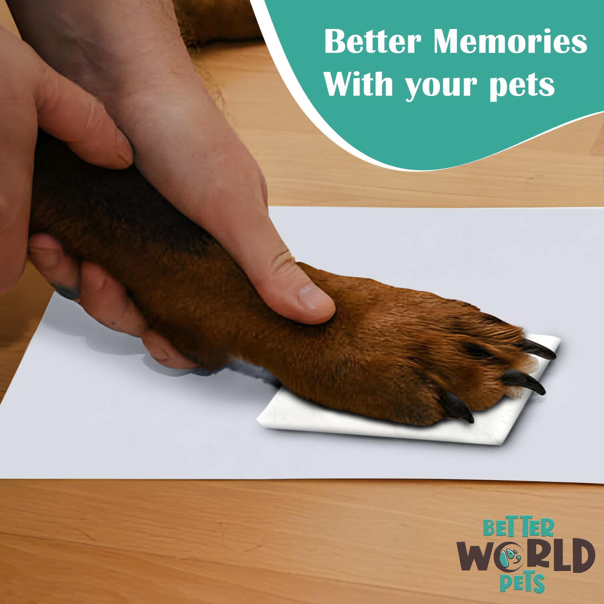 Better World Pets Paw Print + Photo Keepsake Frame Holds 4 X 6 Inch Or 5 X 7 Picture – Memorial Clay Imprint Kit – For Dogs And Cats – Perfect For Pet Lovers – Hinged For Desktop, White