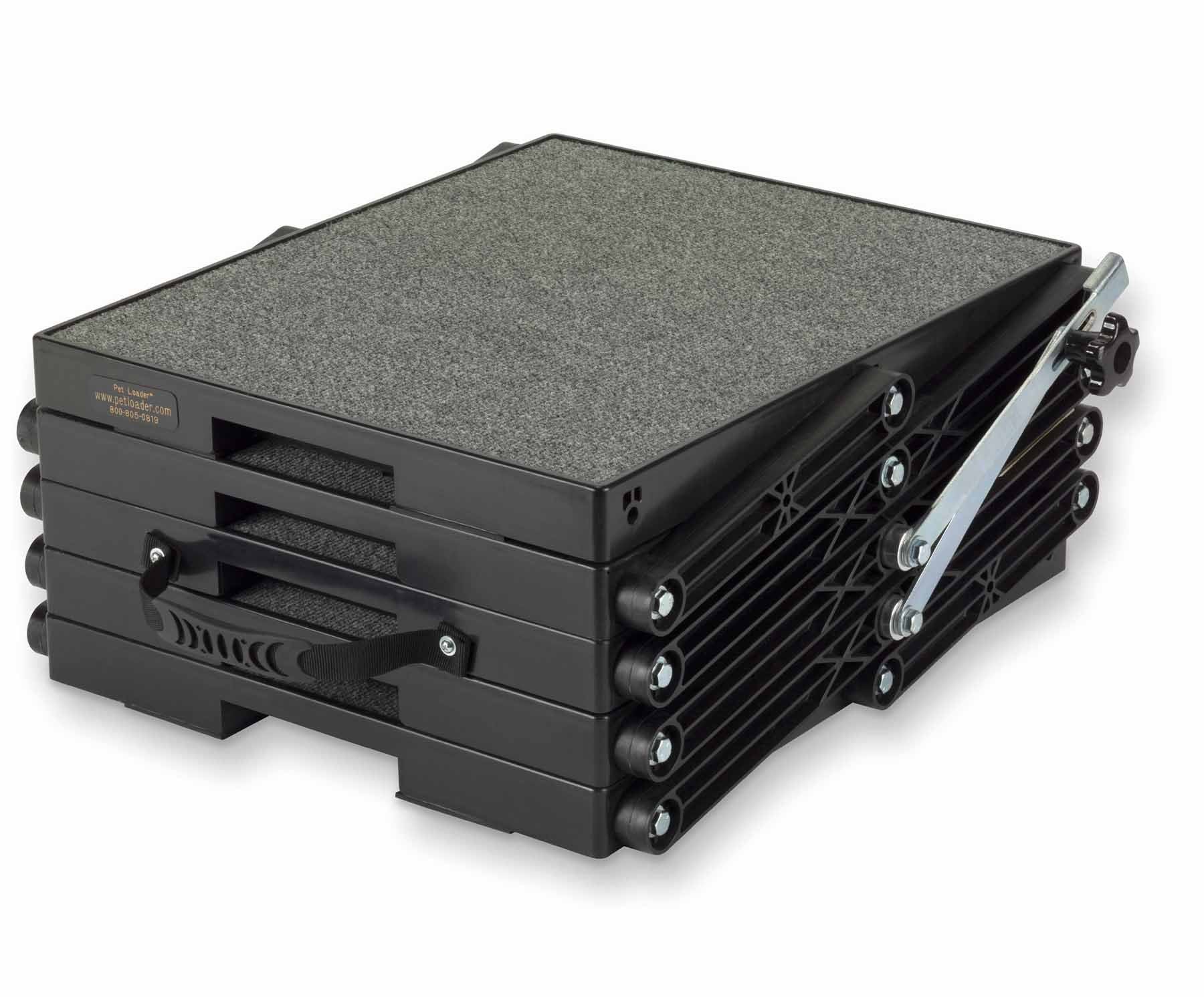 Pet Loader® Xl 18' Platform, Usa Abs, 5-Step Portable Folding Dog Steps, Made In Usa Carpeted, Great For Giant Breeds, All Dogs. Add Or Remove Steps, Safely Carries 300 Pound Pets, Lasts A Lifetime