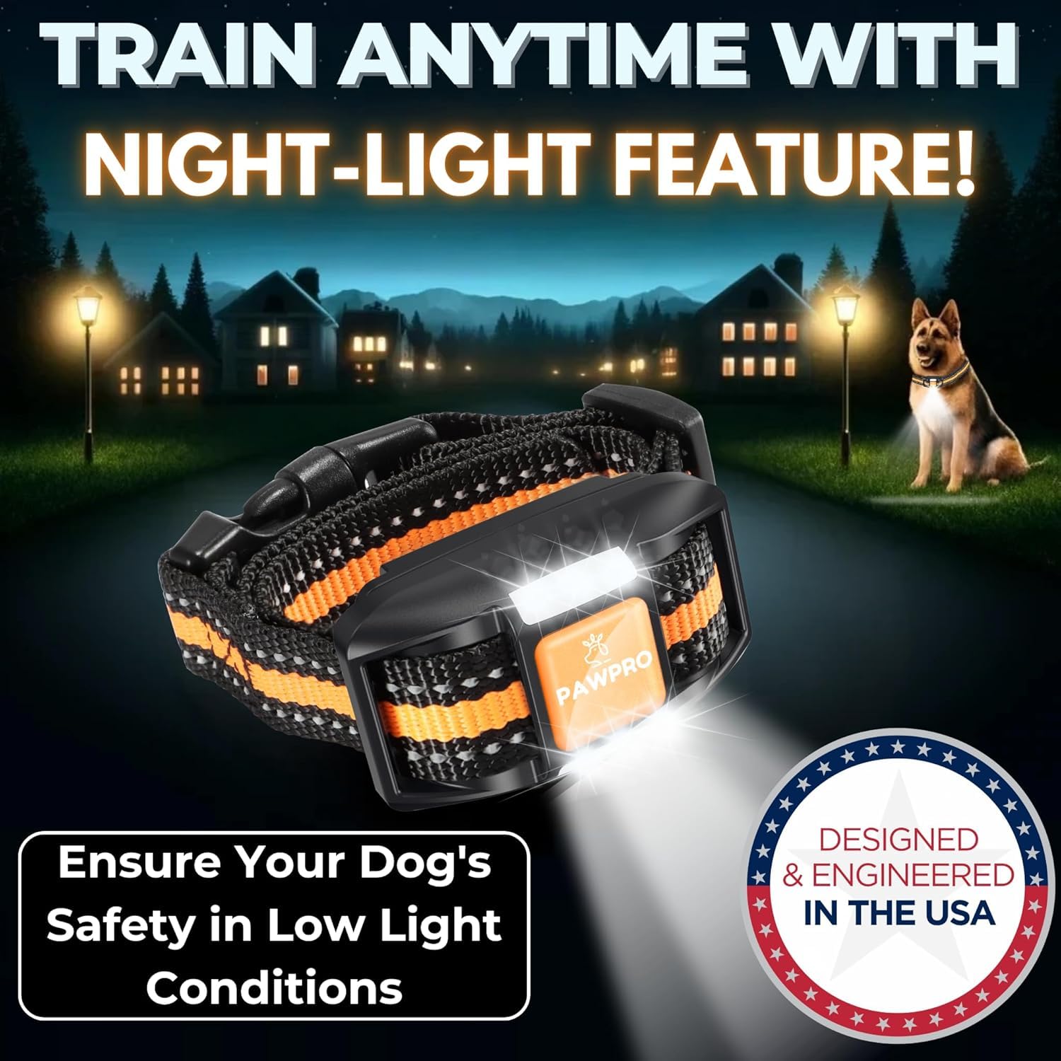 Dog Shock Collar With Remote, Unmatched 4-Mile Range, Night-Light Mode, Training Guide Included, 124 Training Levels & 4 Modes,