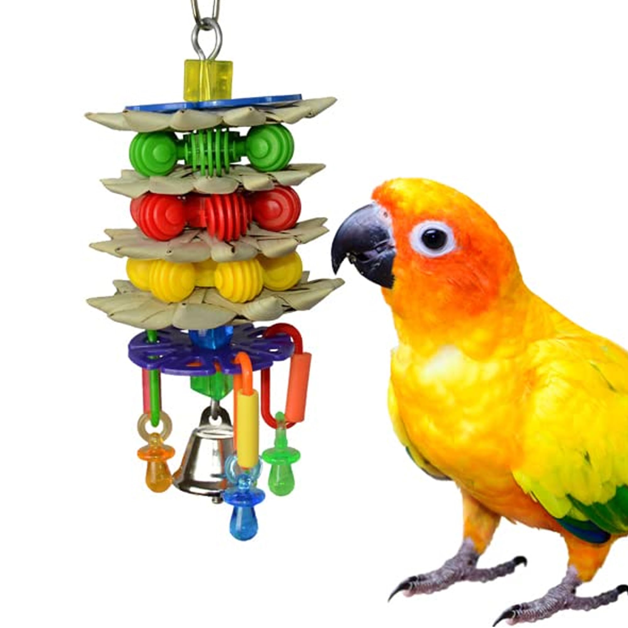 Super Bird Creations Sb765 Triple Decker Bird Toy For Medium Sized Pet Birds - Ringnecks, Medium Conures, Cockatiels, Caiques, Pionus, Senegals - Bird Safe Component And Design - 8' X 3'